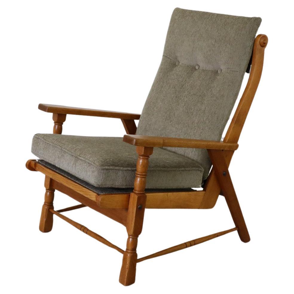 Mid-Century Rob Parry Style Dutch Lounge Chair w/ Oak Frame, Chenille Upholstery For Sale