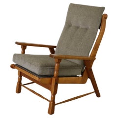 Vintage Mid-Century Rob Parry Style Dutch Lounge Chair w/ Oak Frame, Chenille Upholstery