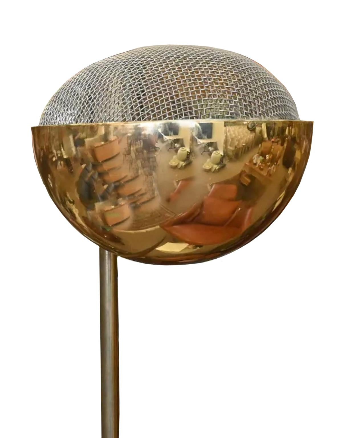 Post-Modern Mid Century  Robert Sonneman Half-Sphere Polished Tall Brass Floor Lamp For Sale
