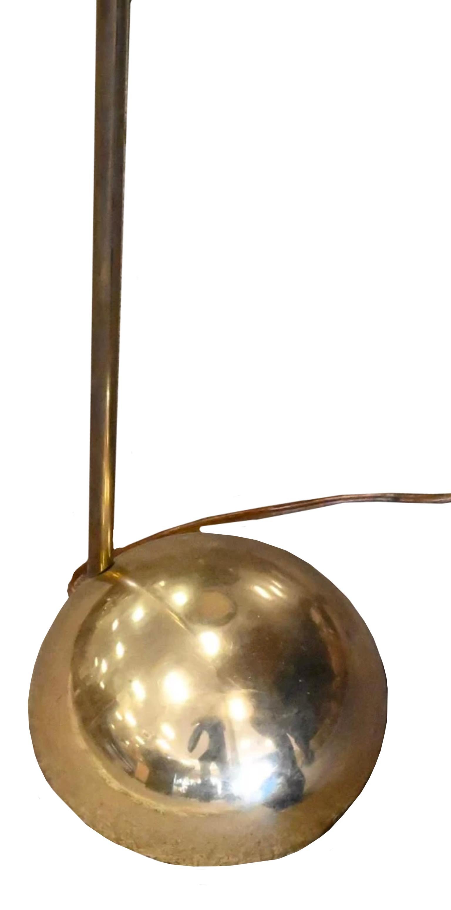 American Mid Century  Robert Sonneman Half-Sphere Polished Tall Brass Floor Lamp For Sale