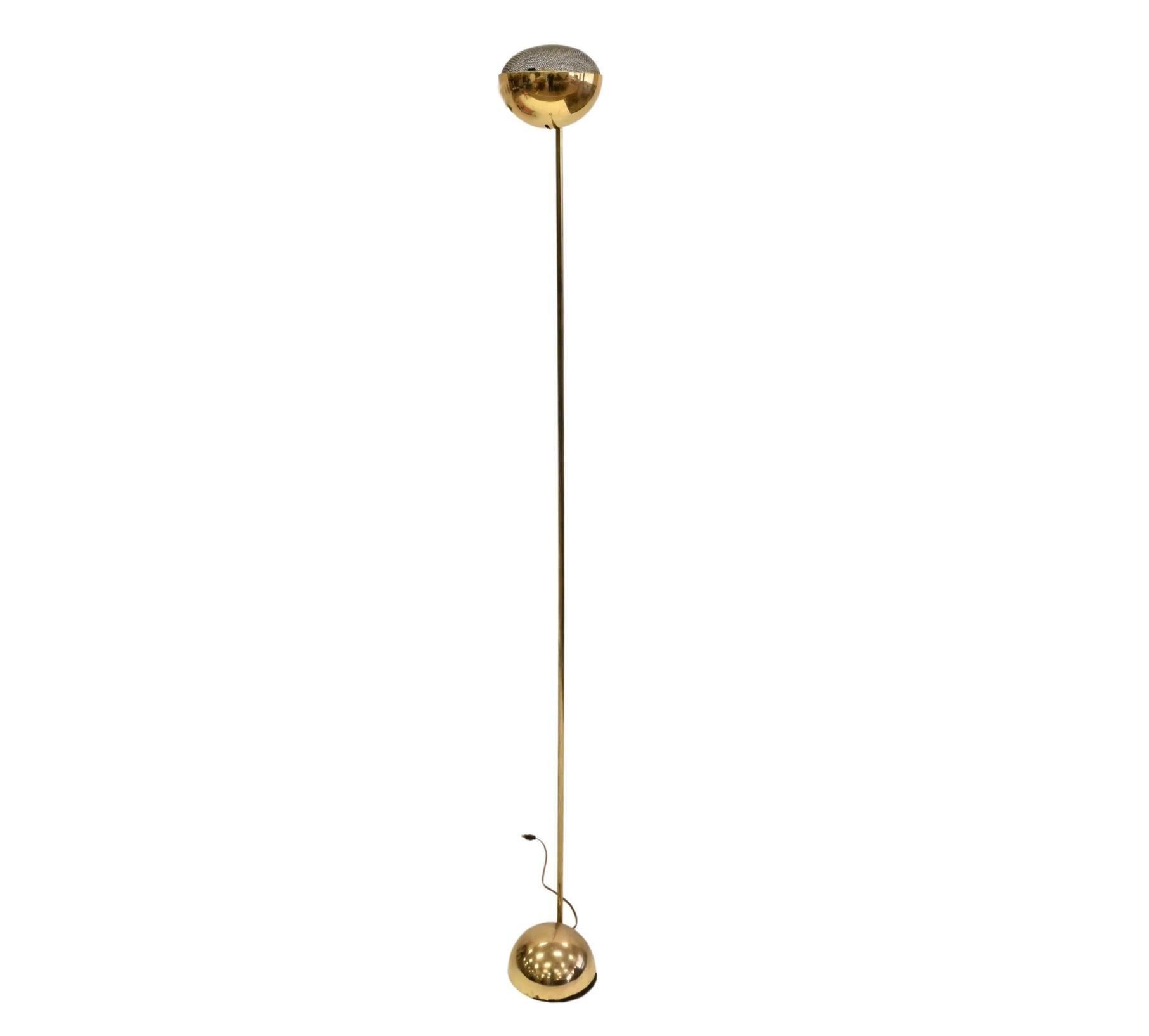 Ferronnerie Lampadaire demi-sphère en laiton poli du milieu du siècle de Robert Sonneman en vente
