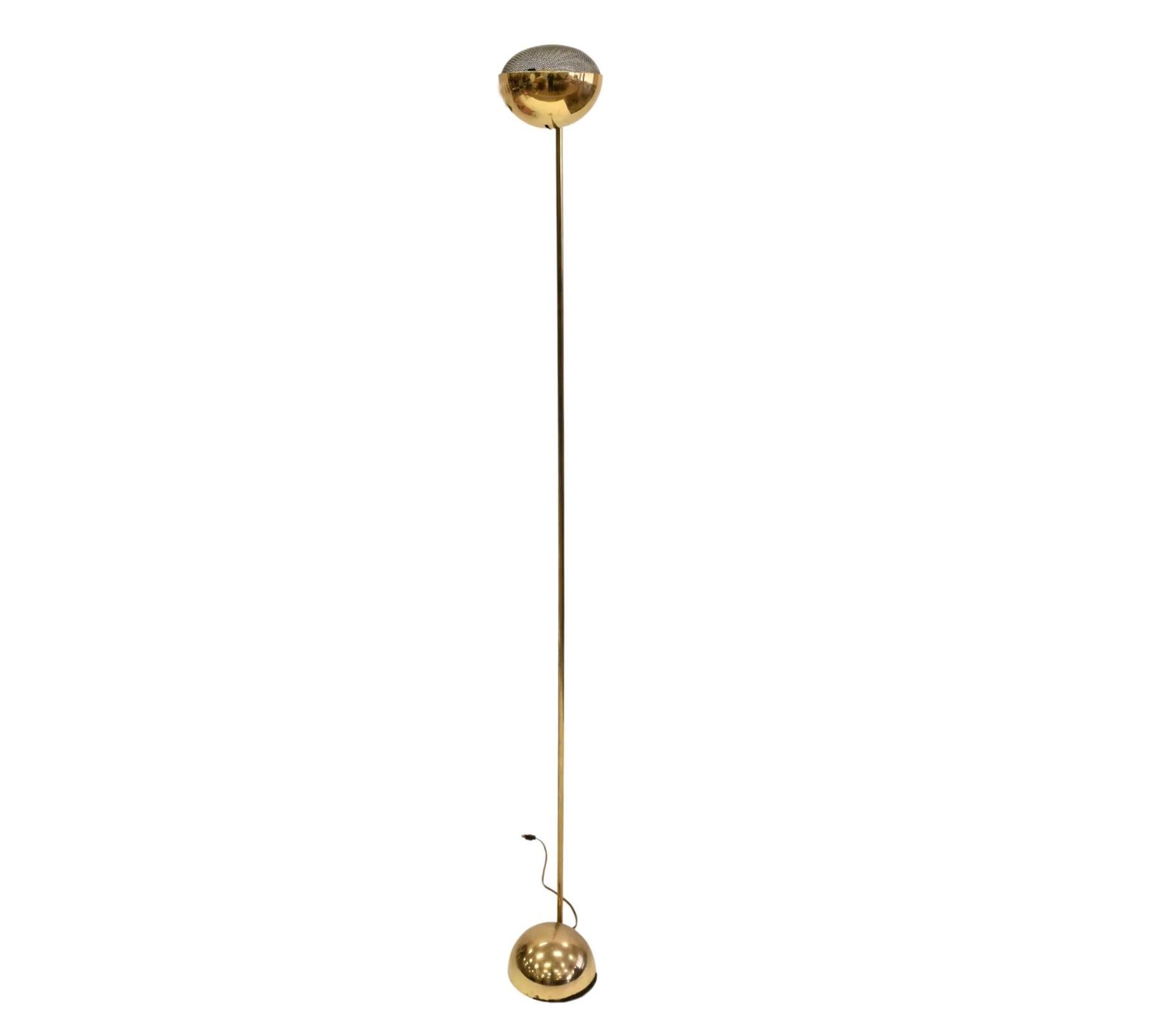 Metalwork Mid Century  Robert Sonneman Half-Sphere Polished Tall Brass Floor Lamp For Sale
