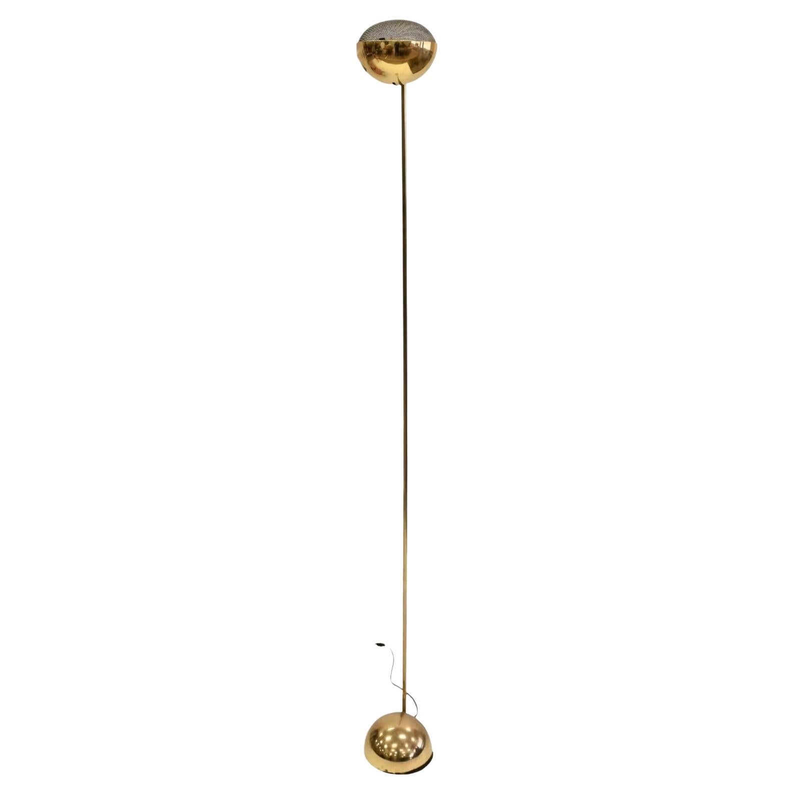 Mid Century Robert Sonneman Half-Sphere Polished Tall Brass Floor Lamp