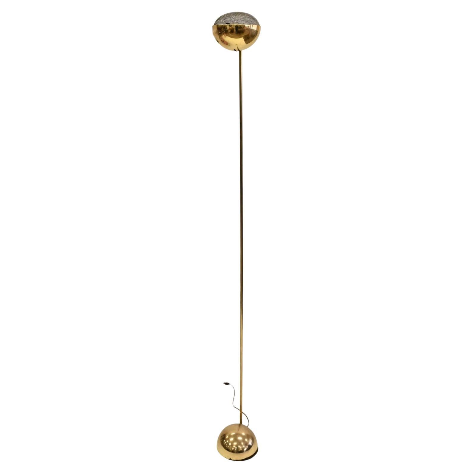 Mid Century  Robert Sonneman Half-Sphere Polished Tall Brass Floor Lamp For Sale