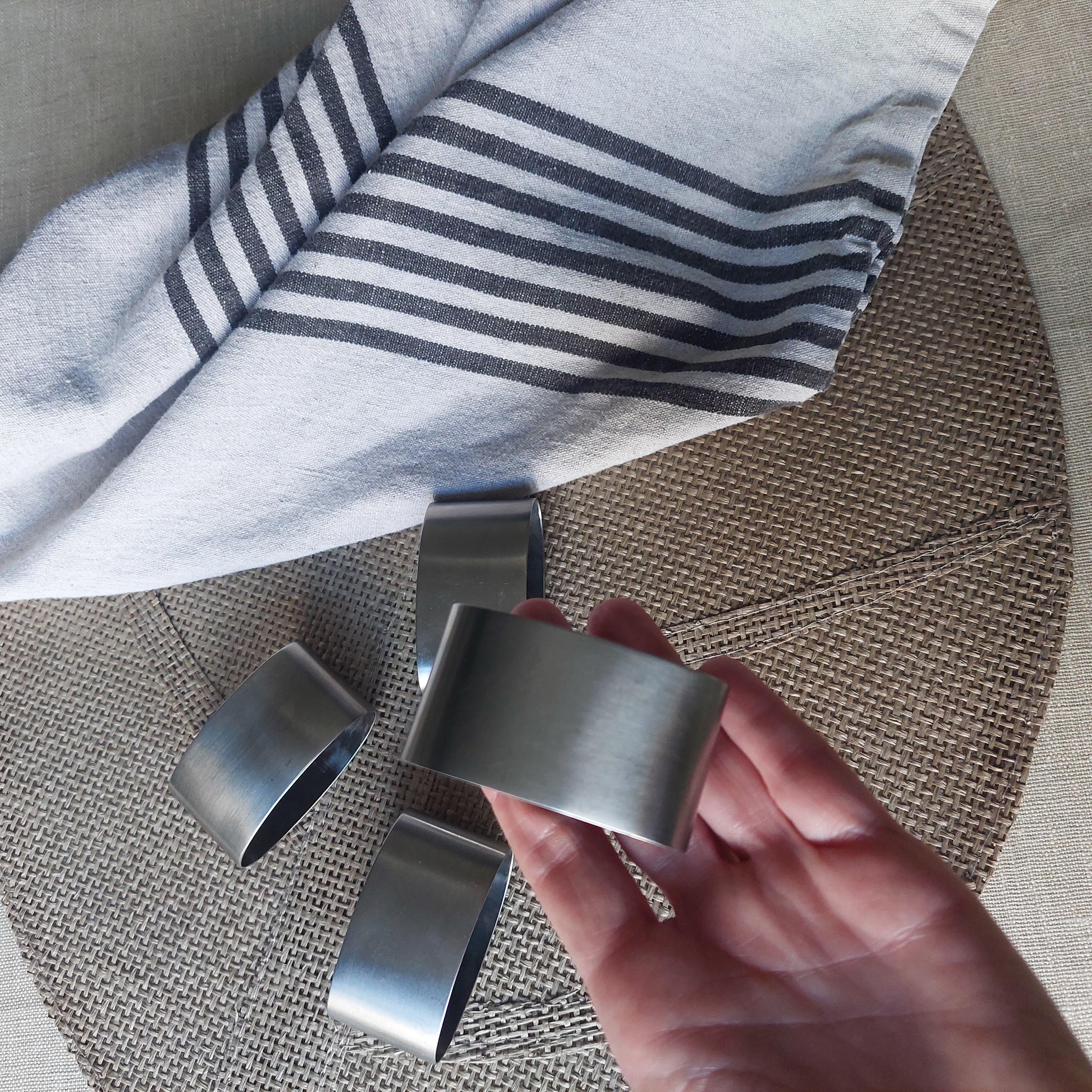 Mid Century Robert Welch Old Hall stainless steel napkin rings, set of 4, 60s 4