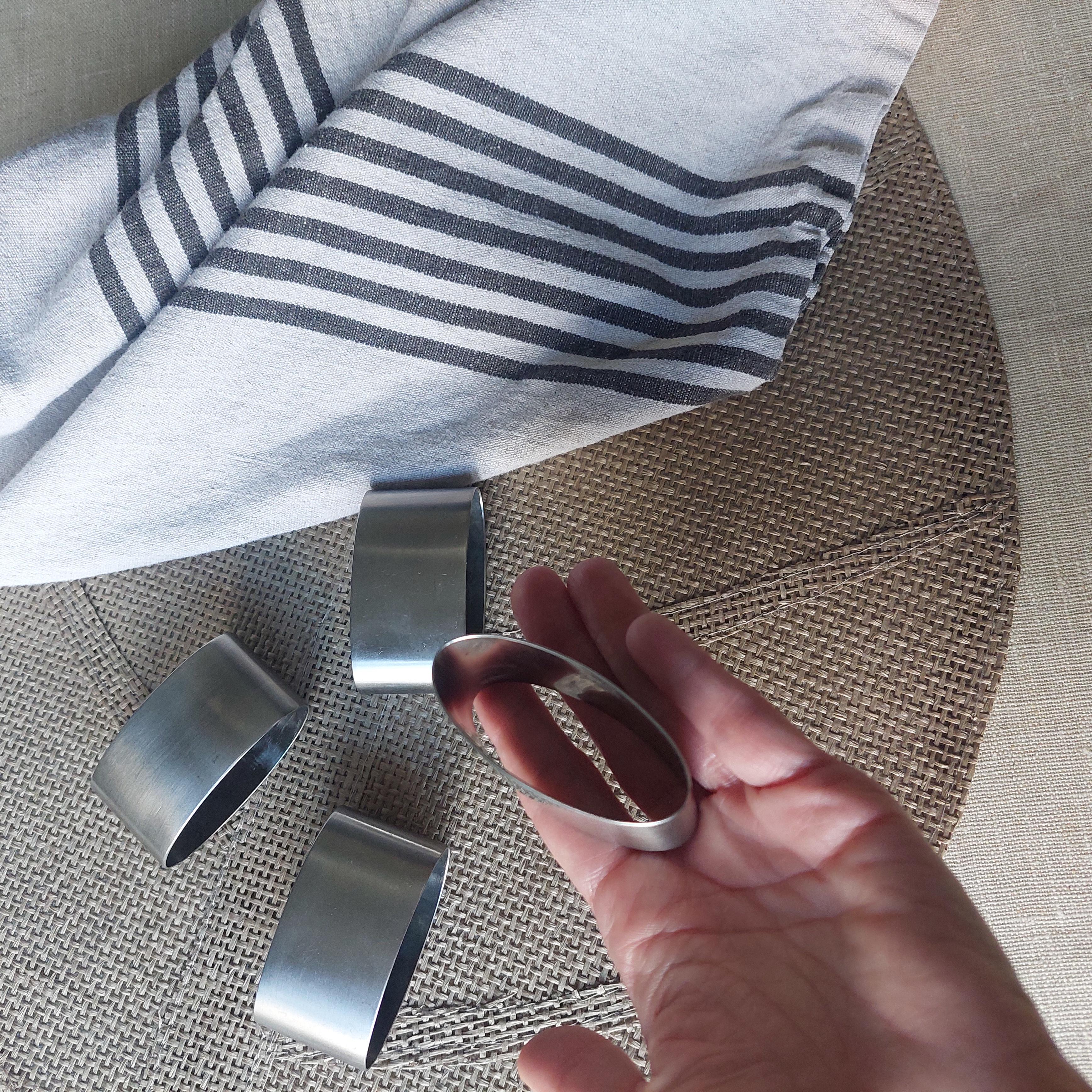 Mid Century Robert Welch Old Hall stainless steel napkin rings, set of 4, 60s 5