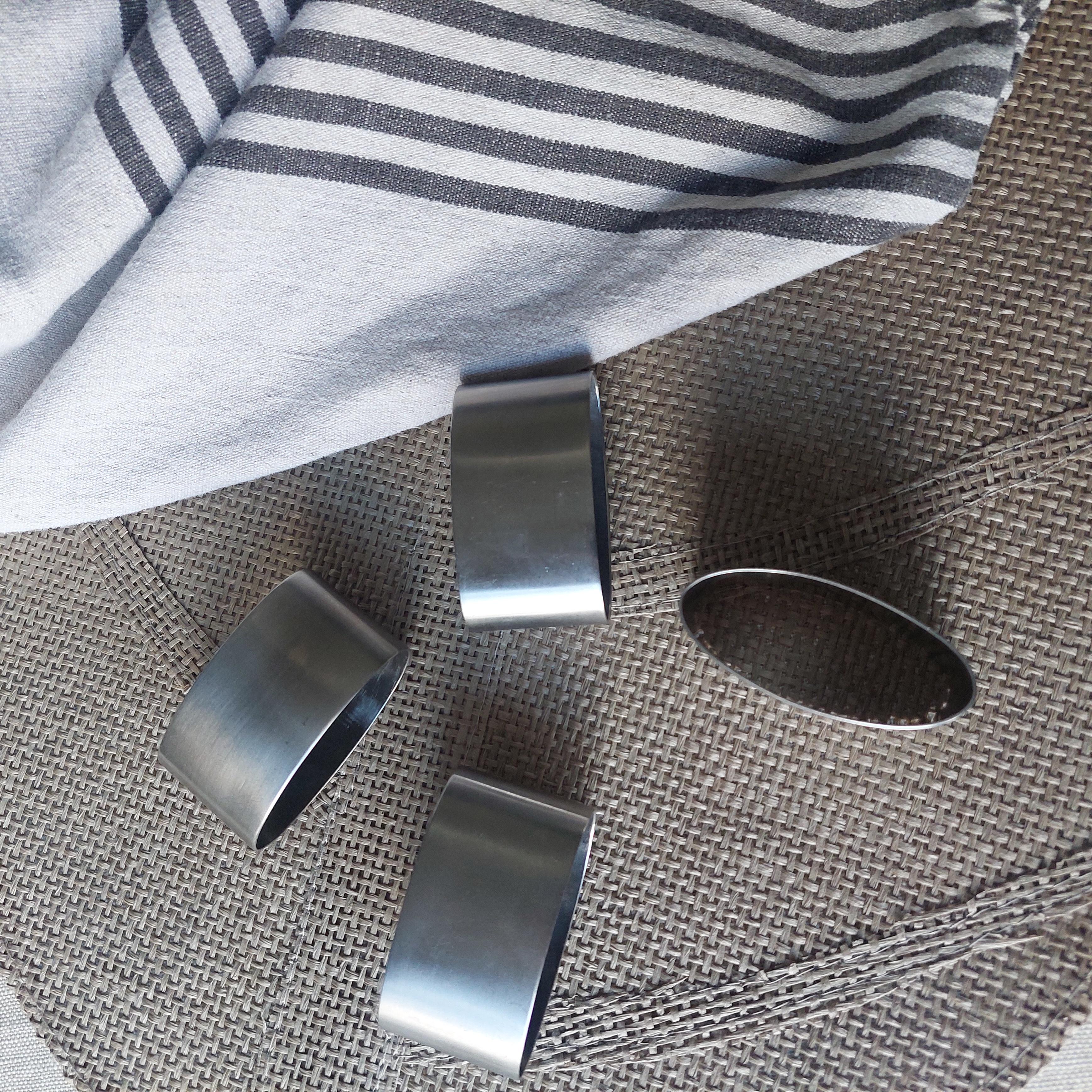 Mid Century Robert Welch Old Hall stainless steel napkin rings, set of 4, 60s 6