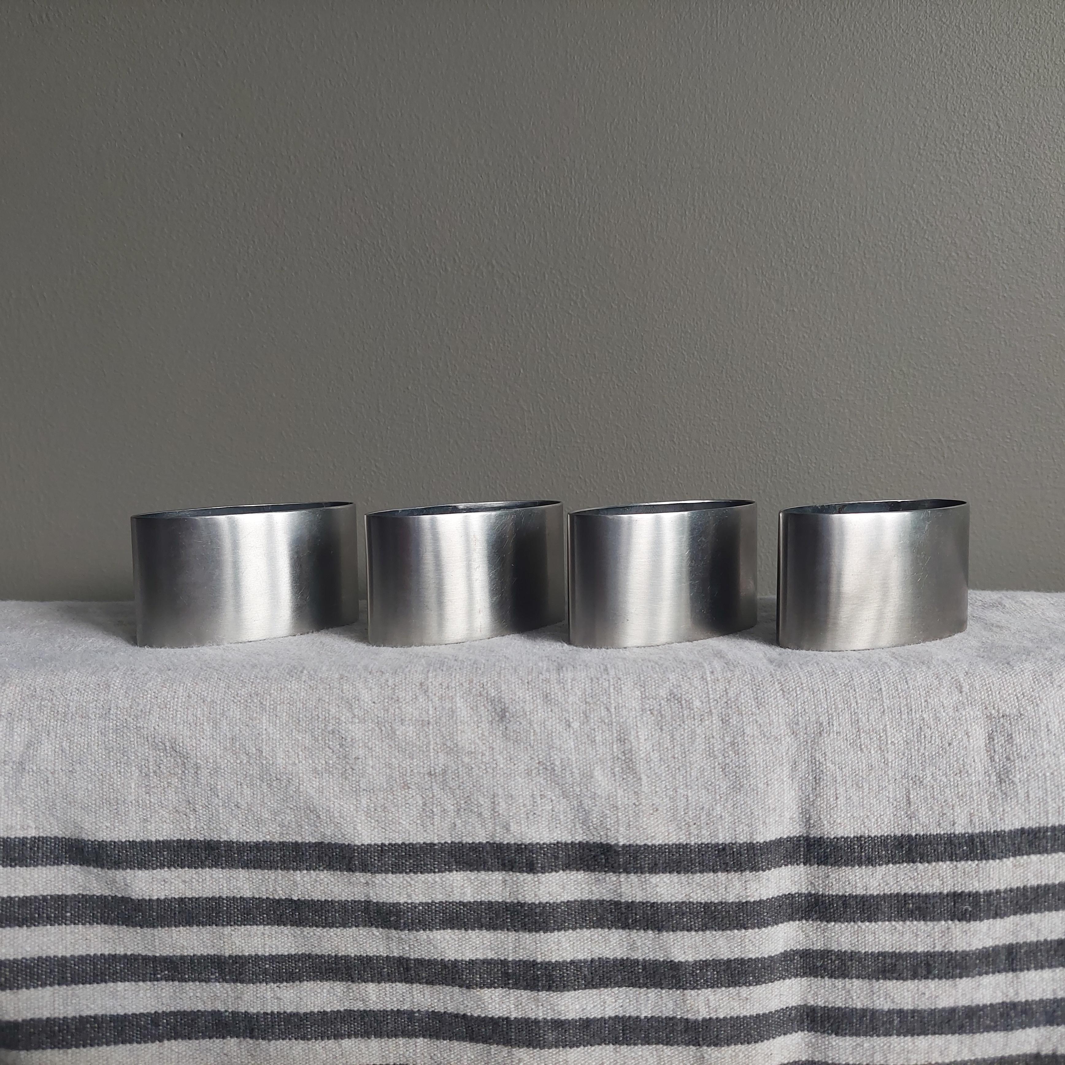 20th Century Mid Century Robert Welch Old Hall stainless steel napkin rings, set of 4, 60s