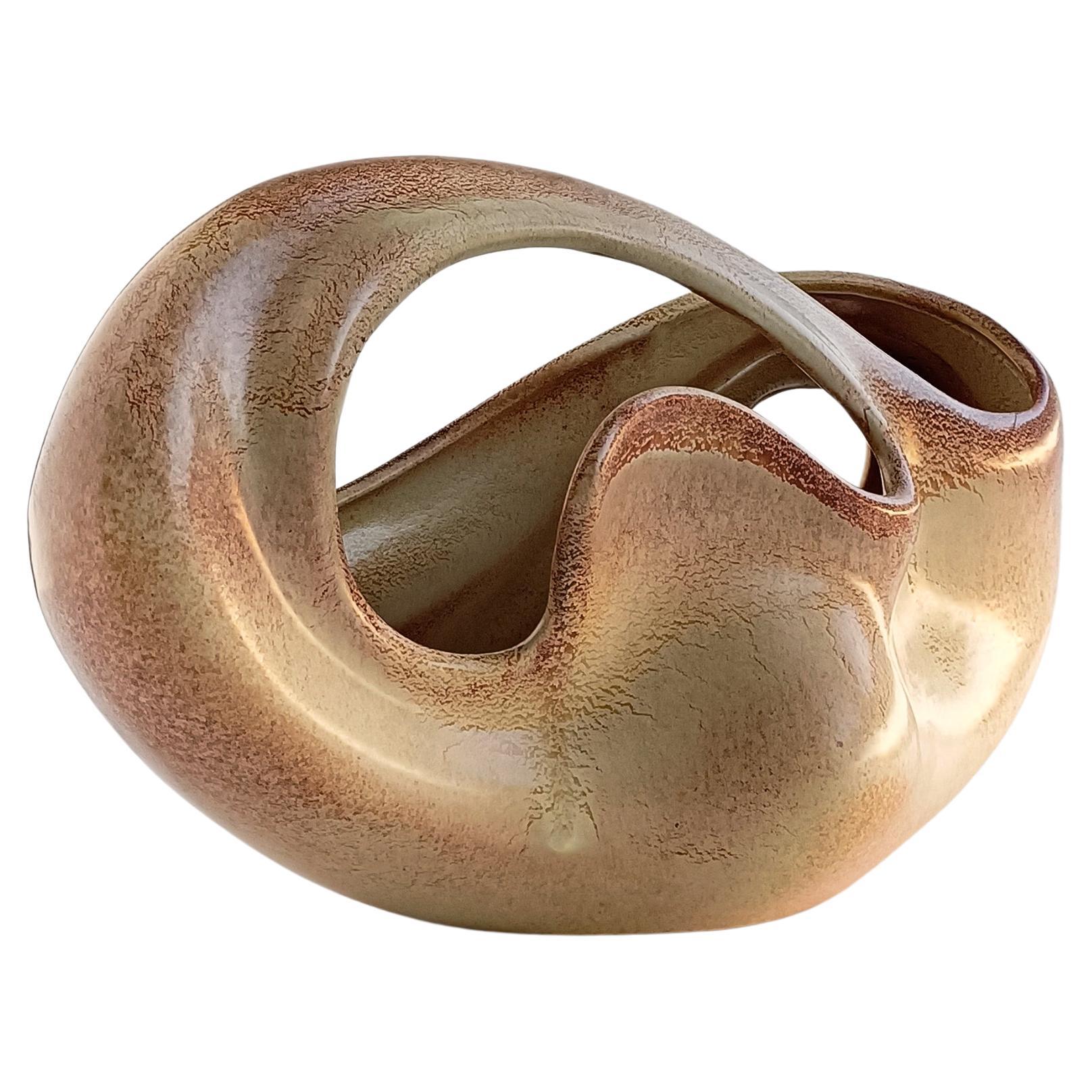 Italian Mid Century Roberto Rigon for Bertoncello Sculptural Vintage Signed Vase, 1960s