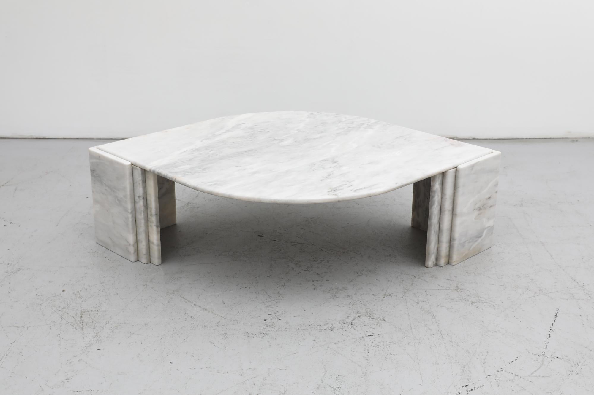 Italian Midcentury Roche Bobois 'Attributed' Cat’s Eye Shaped Marble Coffee Table