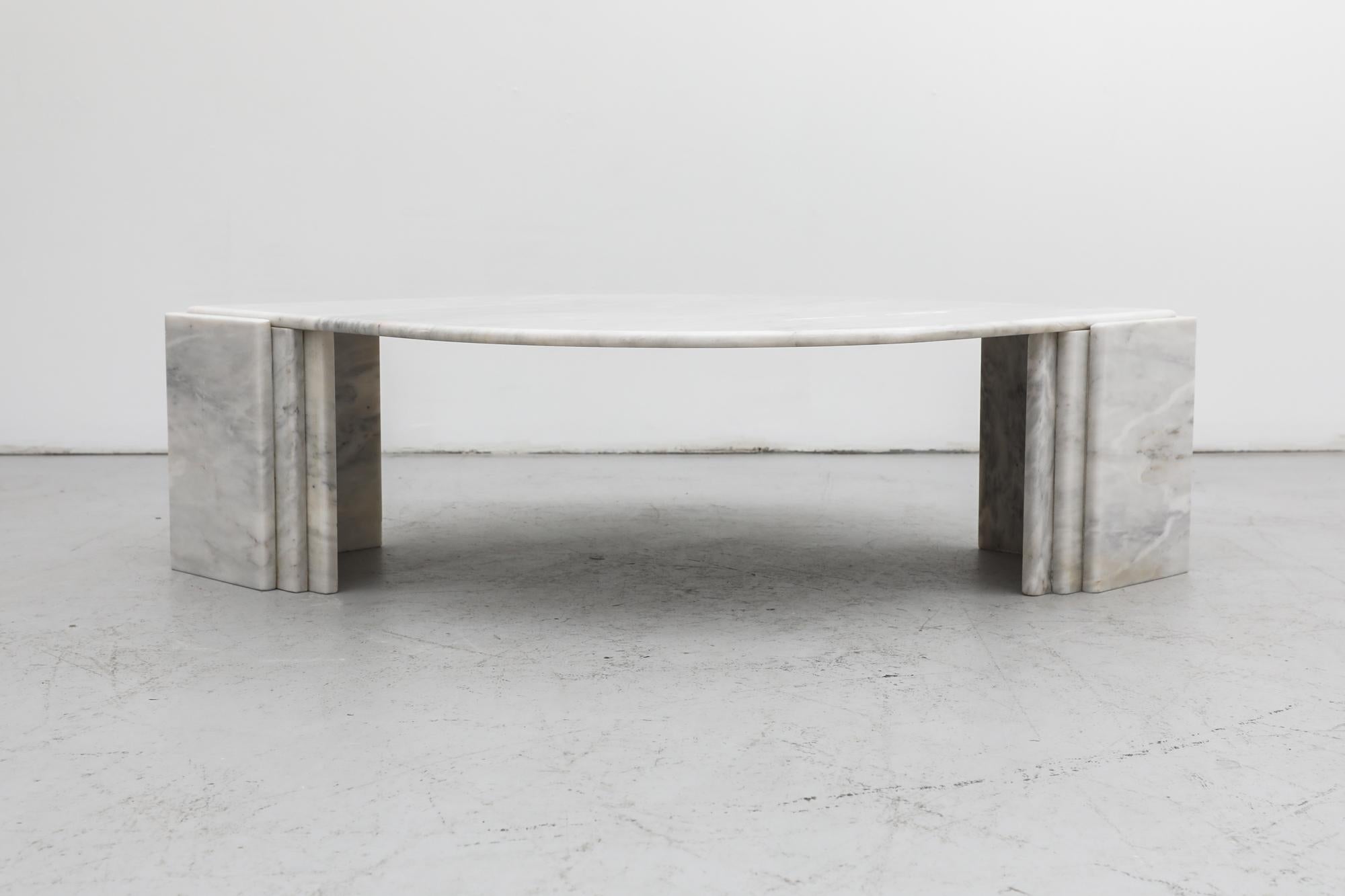 Midcentury Roche Bobois 'Attributed' Cat’s Eye Shaped Marble Coffee Table 1
