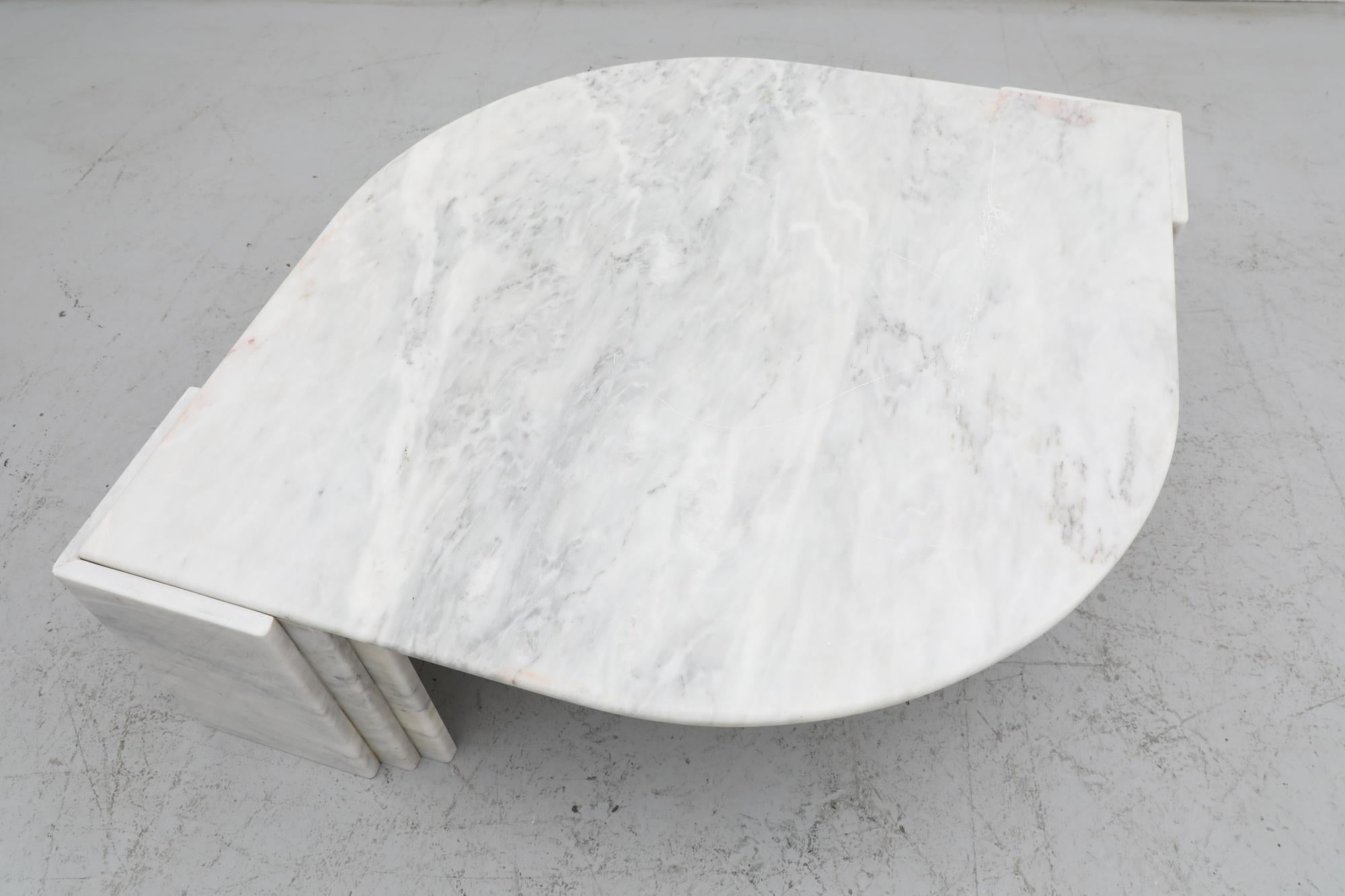 Midcentury Roche Bobois 'Attributed' Cat’s Eye Shaped Marble Coffee Table 2