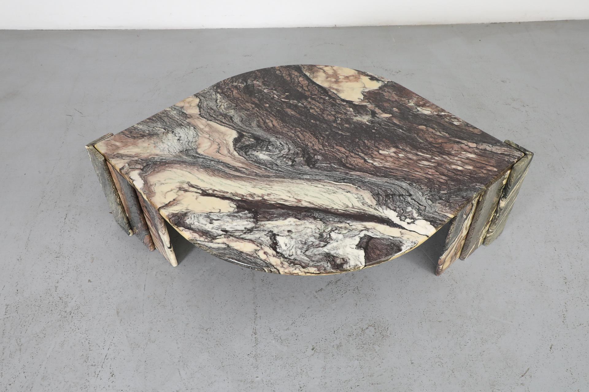 Mid-Century Roche Bobois Attributed Cat’s Eye Solid Marble Coffee Table 2