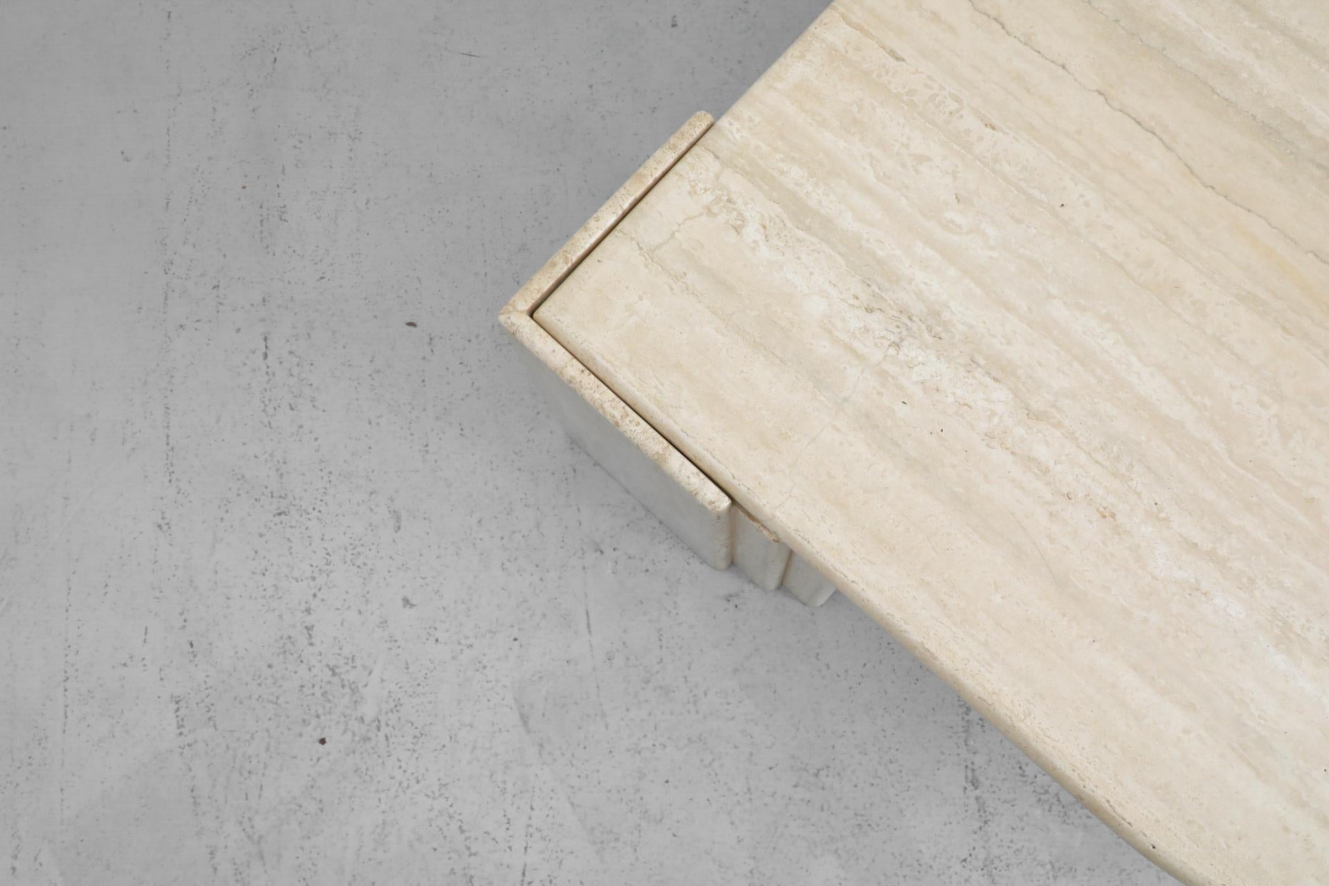 Mid-Century Roche Bobois Attributed Cat’s Eye Solid Travertine Coffee Table 4