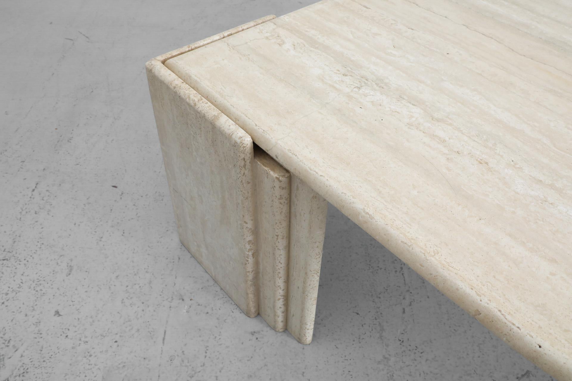 Mid-Century Roche Bobois Attributed Cat’s Eye Solid Travertine Coffee Table 5