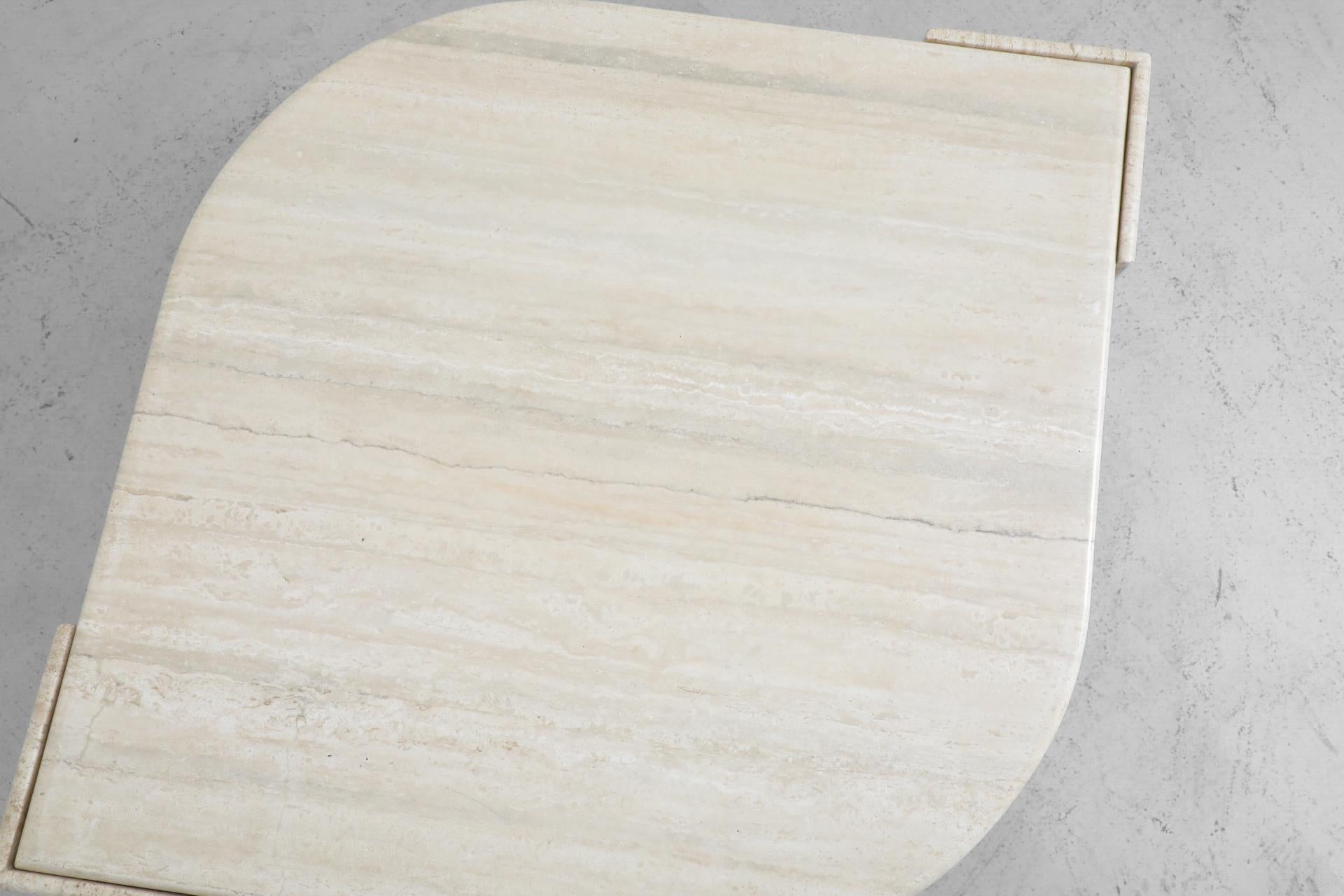 Mid-Century Roche Bobois Attributed Cat’s Eye Solid Travertine Coffee Table 6
