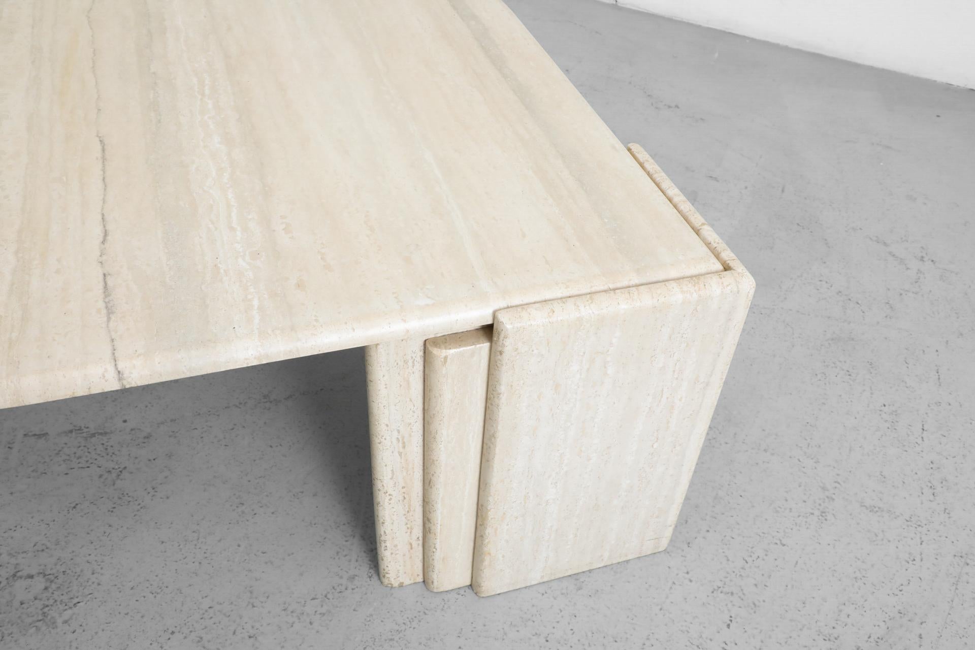 Mid-Century Roche Bobois Attributed Cat’s Eye Solid Travertine Coffee Table 7