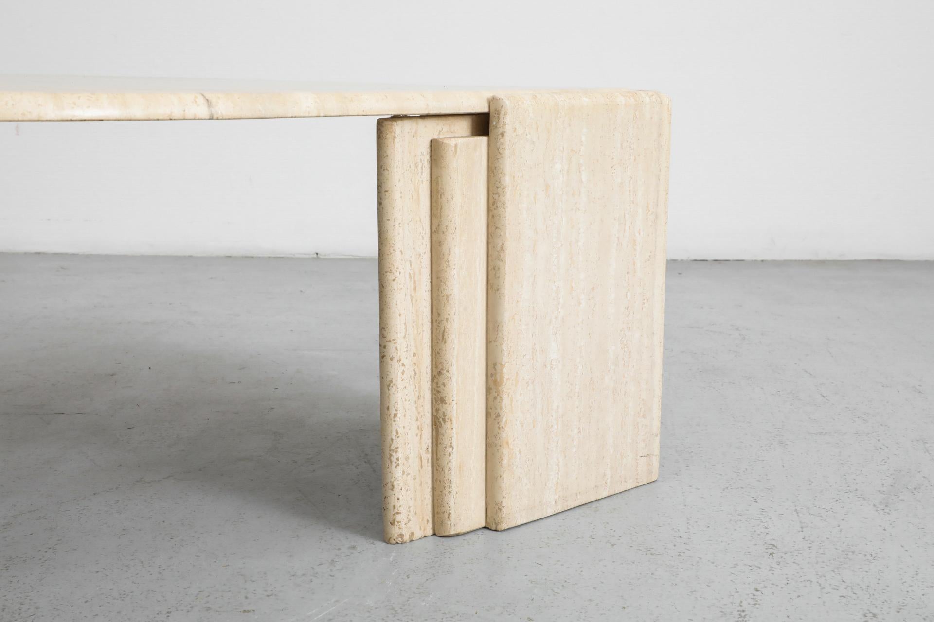Mid-Century Roche Bobois Attributed Cat’s Eye Solid Travertine Coffee Table 8