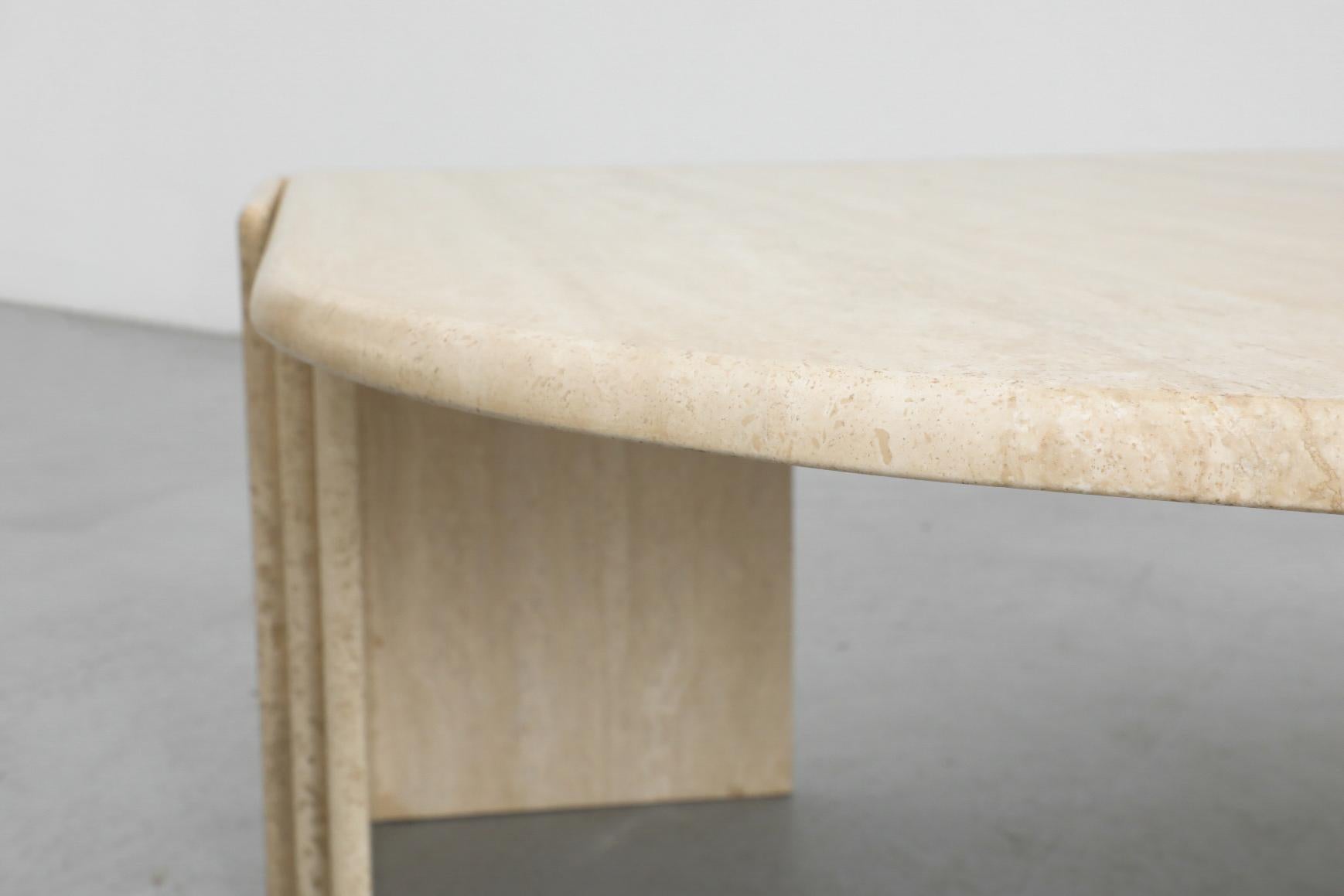 Mid-Century Roche Bobois Attributed Cat’s Eye Solid Travertine Coffee Table 9