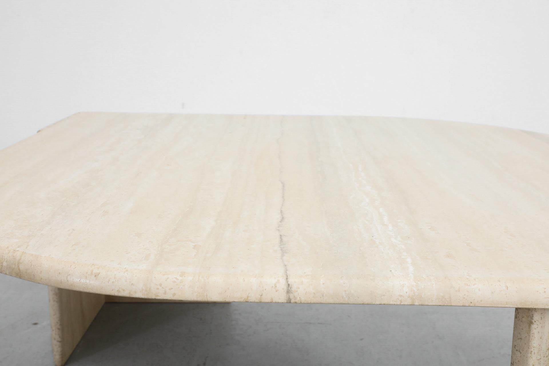 Mid-Century Roche Bobois Attributed Cat’s Eye Solid Travertine Coffee Table 11