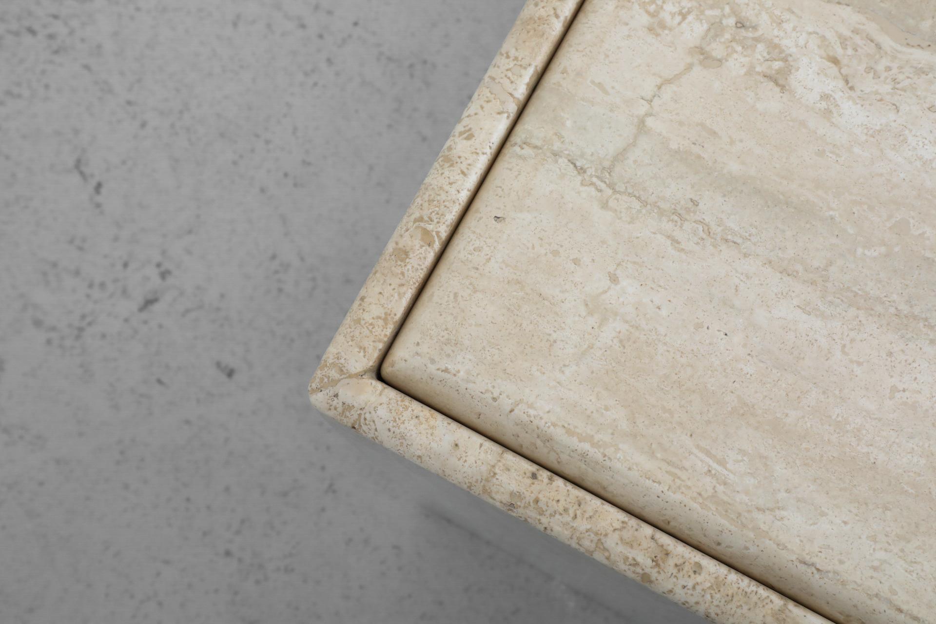 Mid-Century Roche Bobois Attributed Cat’s Eye Solid Travertine Coffee Table 13