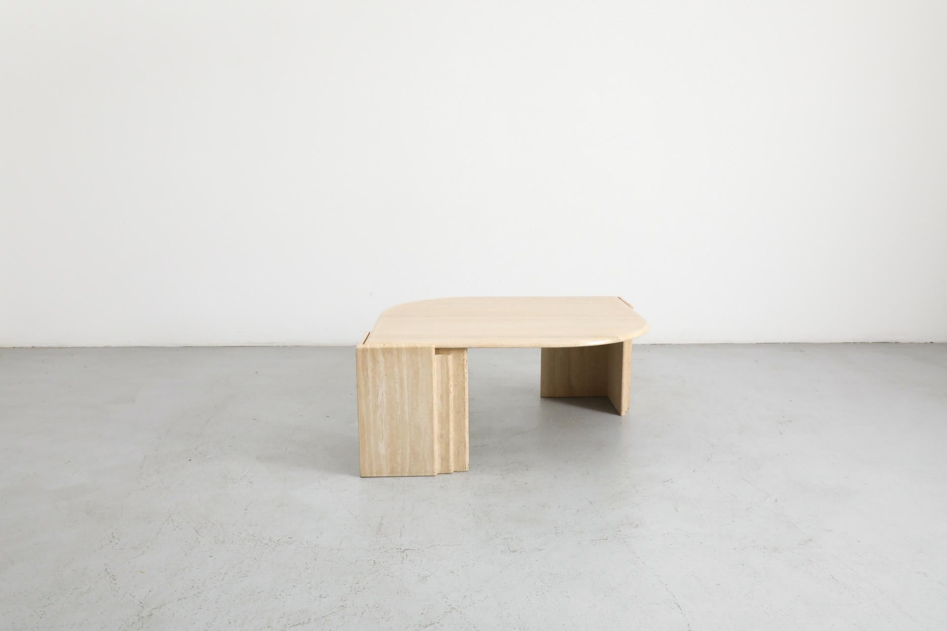 Mid-Century Modern Mid-Century Roche Bobois Attributed Cat’s Eye Solid Travertine Coffee Table