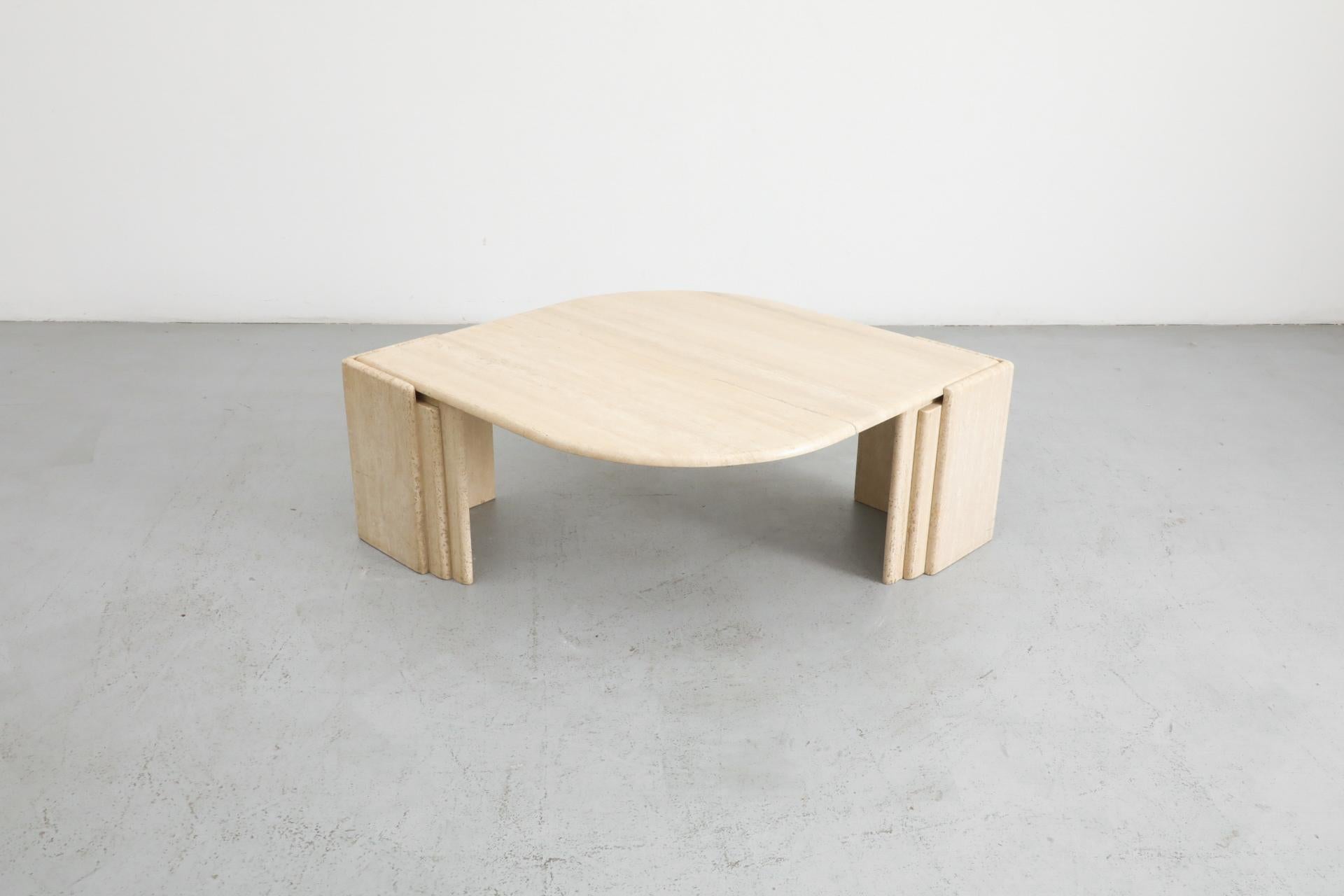 Mid-Century Roche Bobois Attributed Cat’s Eye Solid Travertine Coffee Table 2