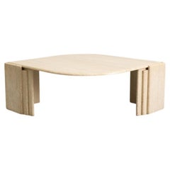 Mid-Century Roche Bobois Attributed Cat’s Eye Solid Travertine Coffee Table