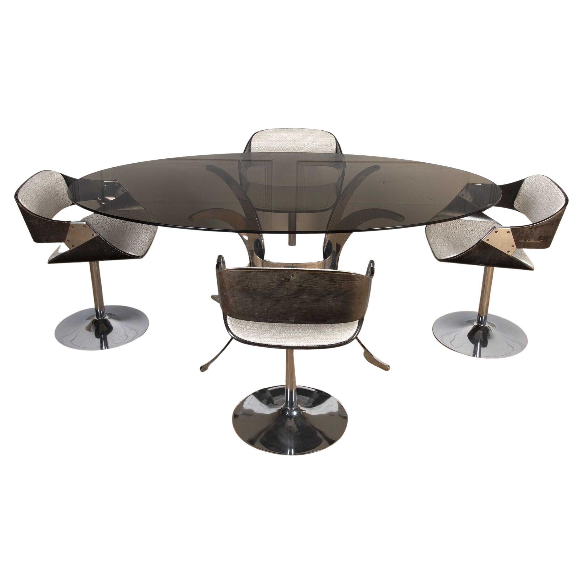 Mid Century Roche-Bobois Table and Four Chairs