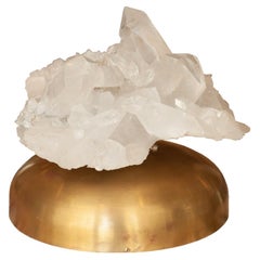 Midcentury Rock Crystal Specimen Lamp with Brass Base