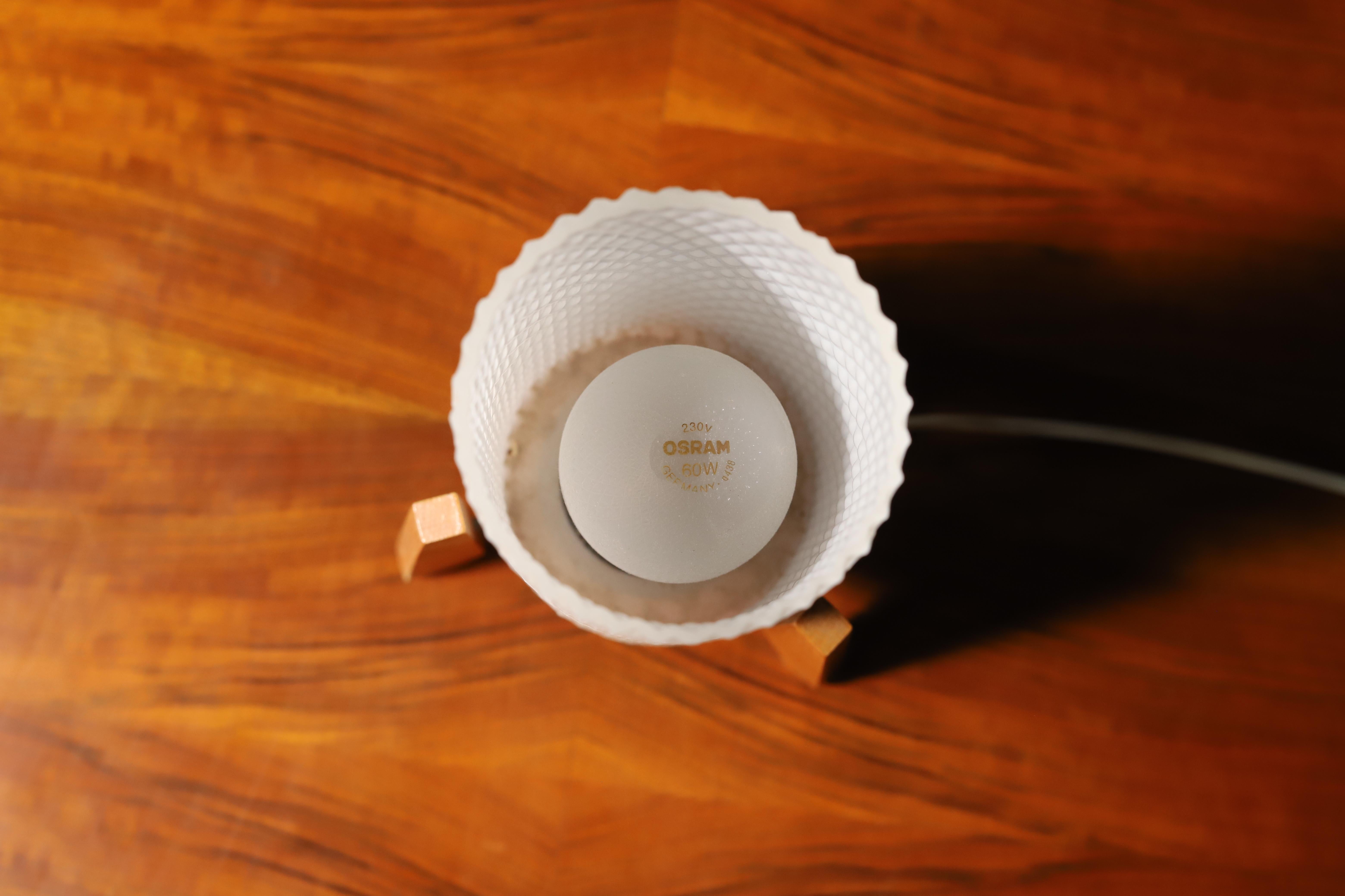 Milk Glass Mid century rocket desk lamp by Drevo Humpolec, Czechoslovakia, 1960´s For Sale