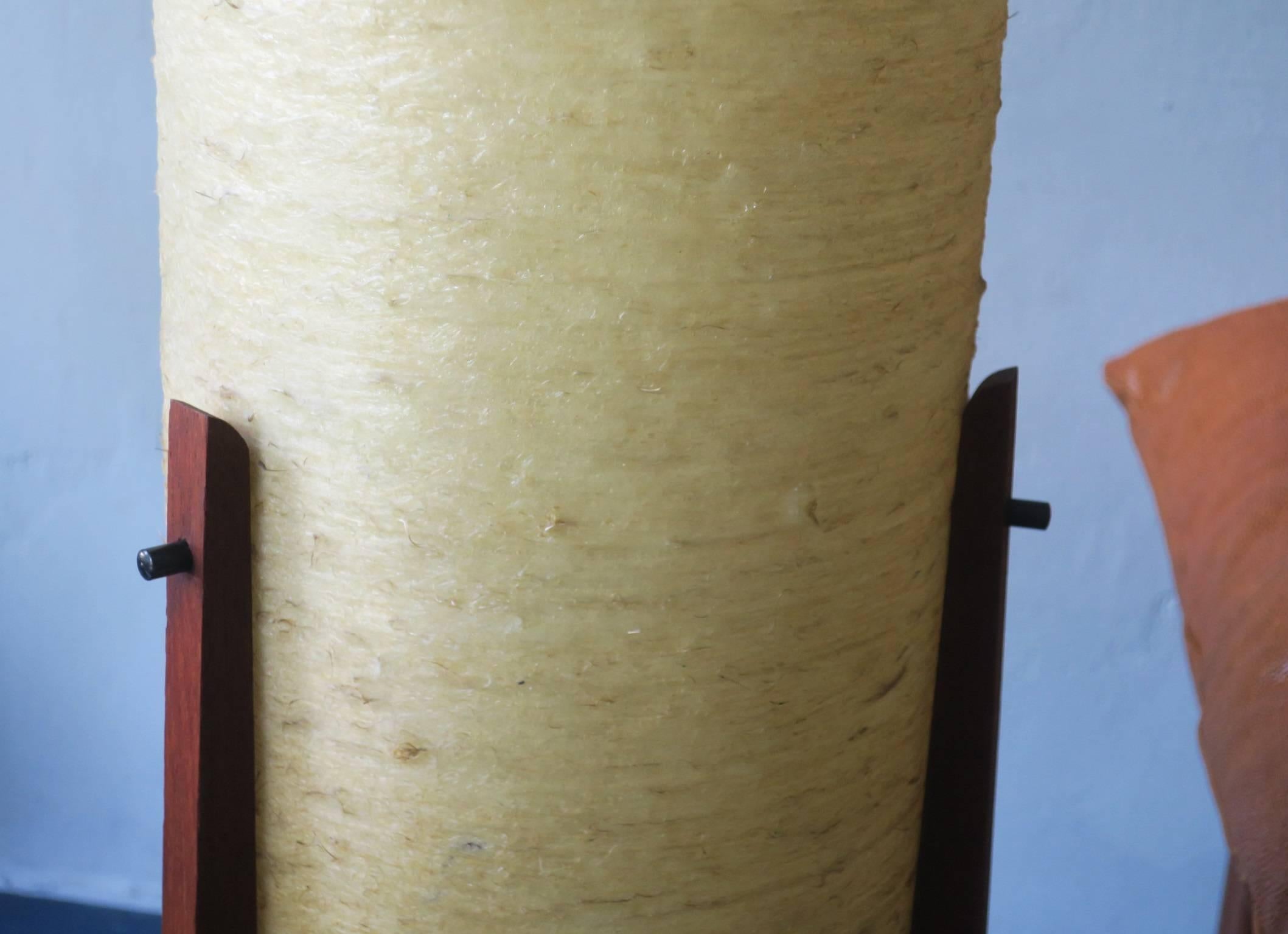 Midcentury Rocket Floor Lamp in Fiber Glass and Teak For Sale 2