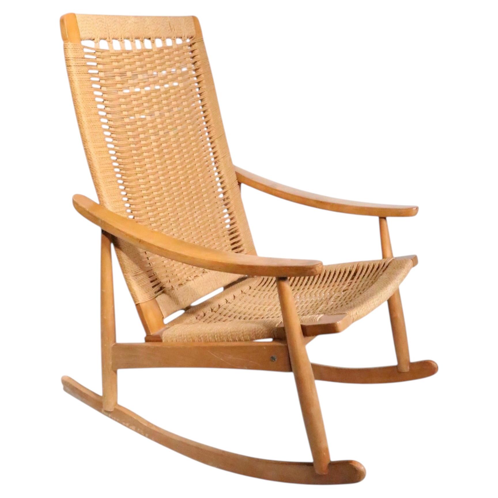 Mid Century Rocking Chair after Hans Wegner c 1950/60's For Sale at 1stDibs