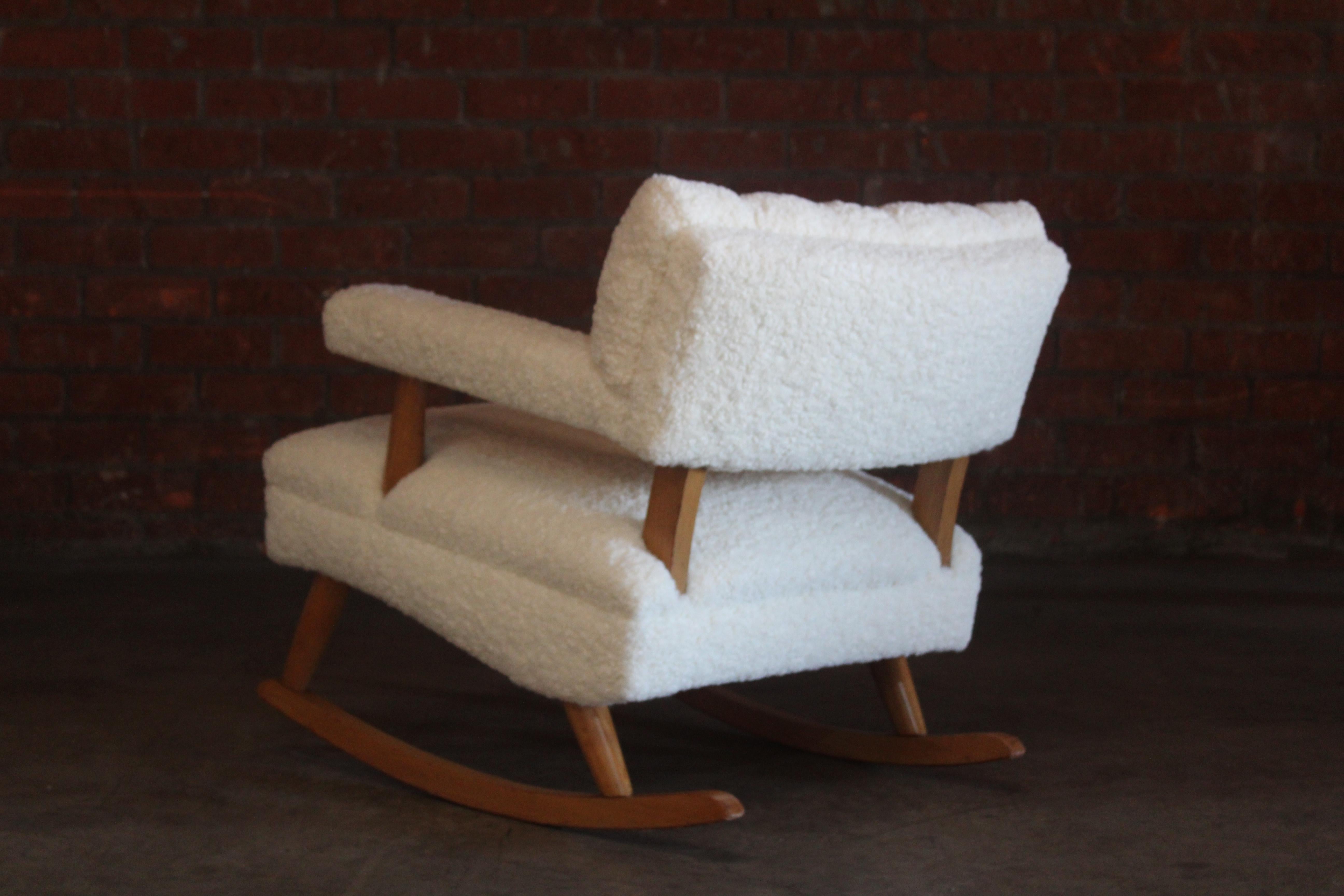 Wool Mid-Century Rocking Chair Attributed to Billy Haines, 1950s