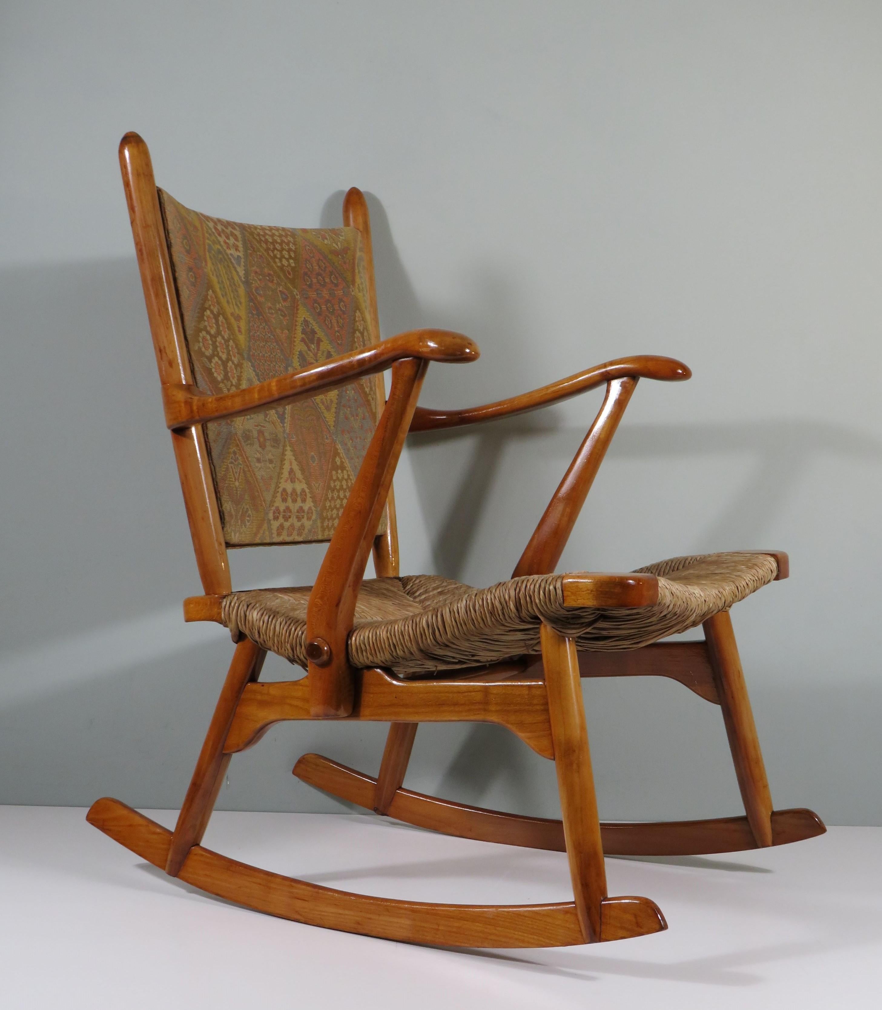 Mid-Century Modern Chaise à bascule du milieu du siècle, De Ster - Gelderland Pays-Bas 1950-1960 en vente