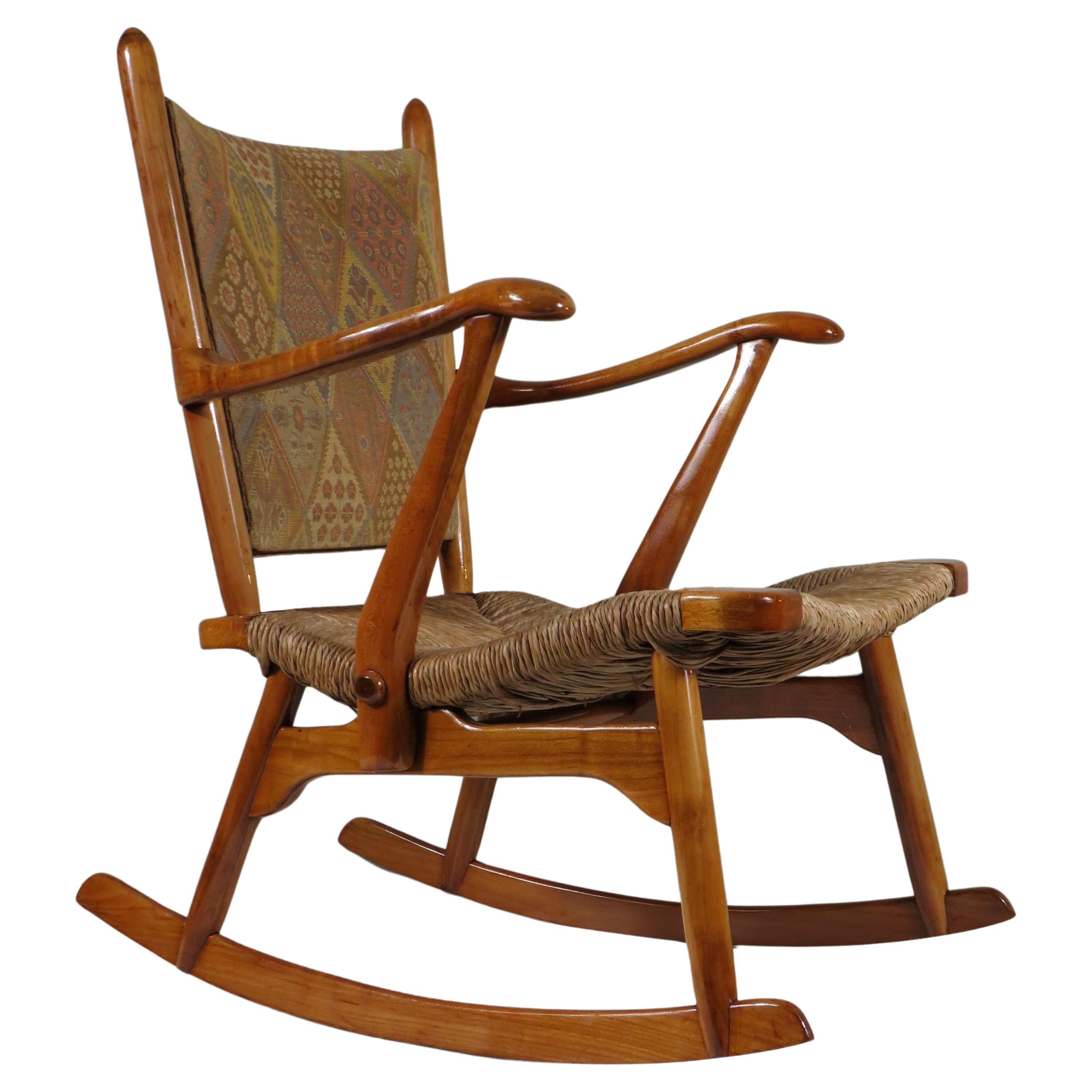 Chaise à bascule du milieu du siècle, De Ster - Gelderland Pays-Bas 1950-1960 en vente
