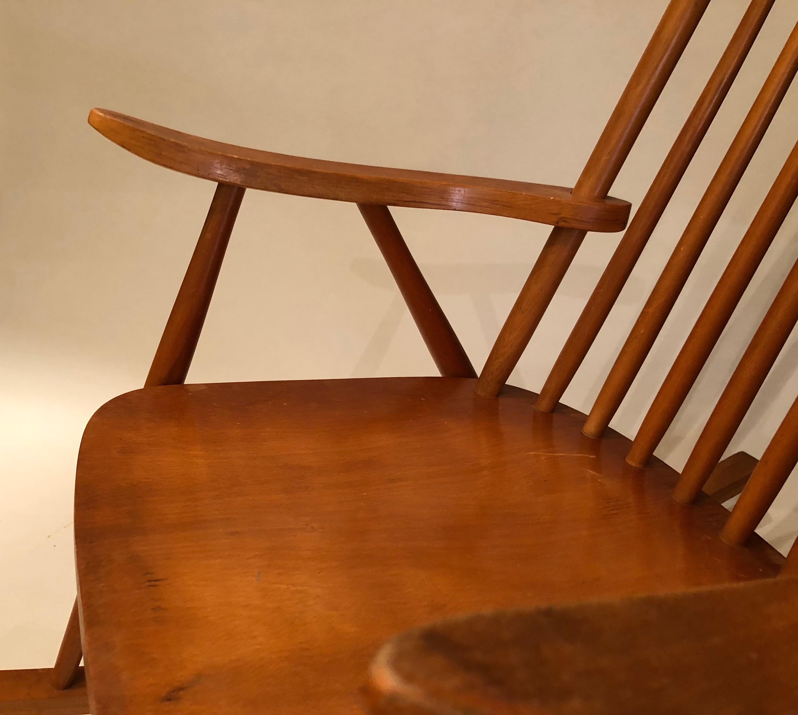 Czech Midcentury Rocking Chair in Beechwood For Sale