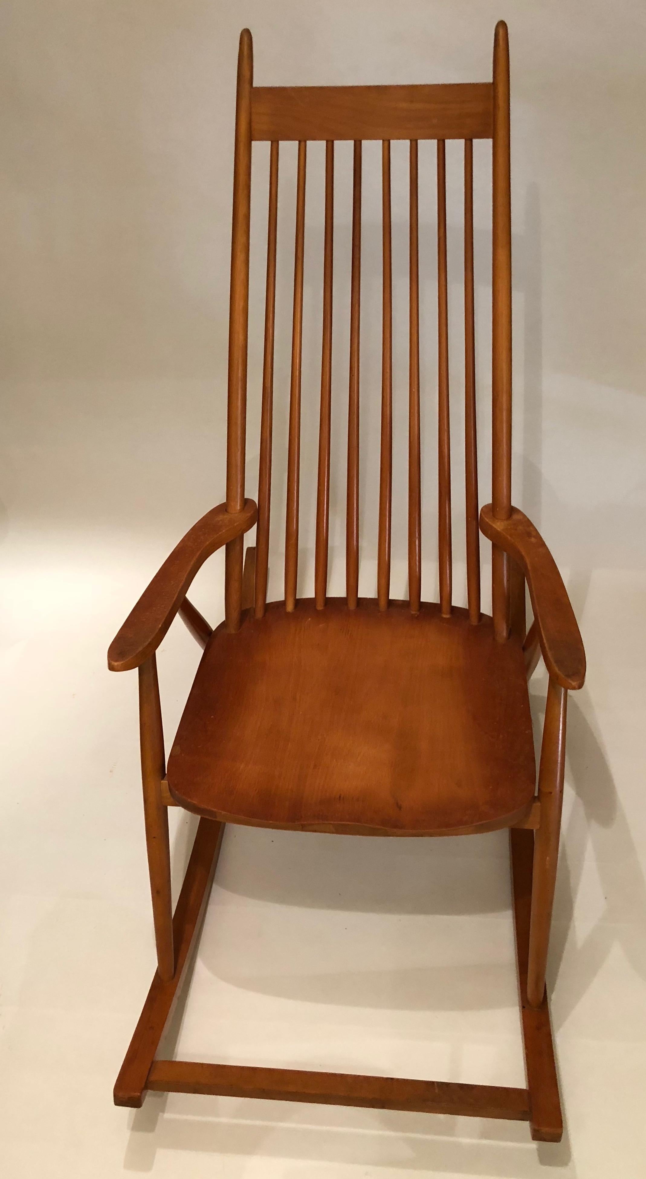 Mid-20th Century Midcentury Rocking Chair in Beechwood For Sale