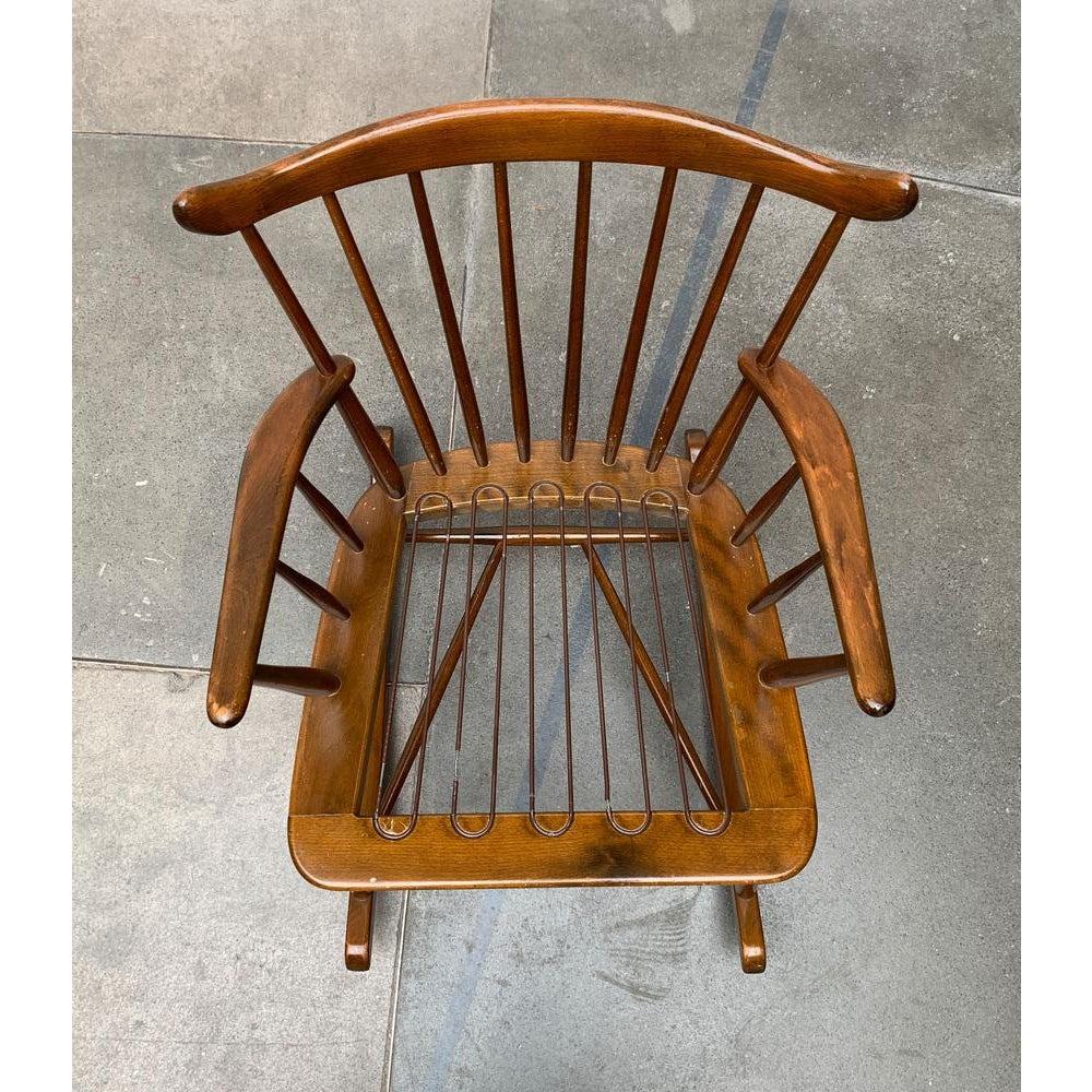 Bois Fauteuil à bascule du milieu du siècle avec nouveau coussin Kvadrat par Børge Mogensen, années 1960 en vente