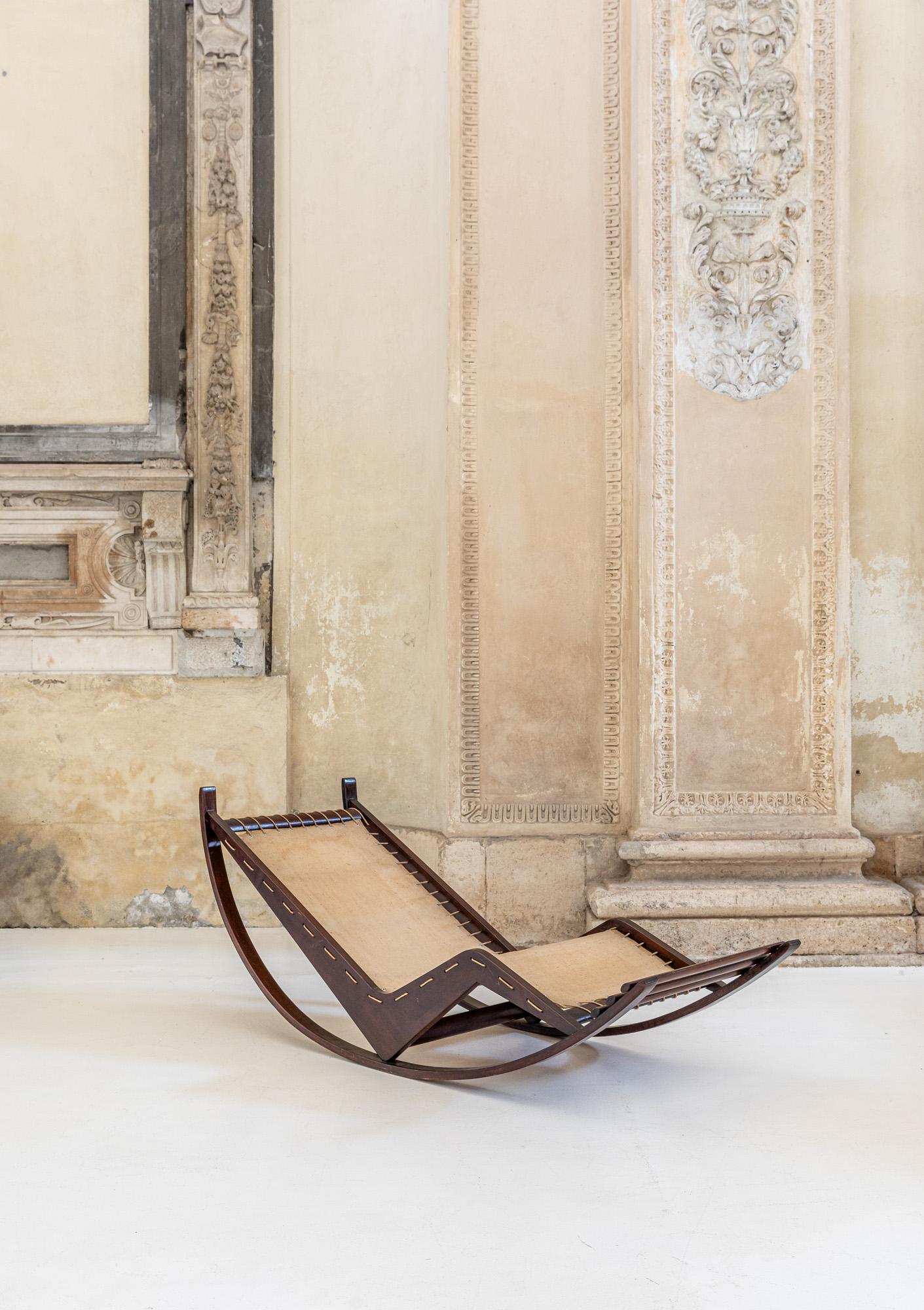 Mid-Century Modern Mid-century rocking chaise longue by Franco Albini for Ar.Ar Milano, Italy 1940