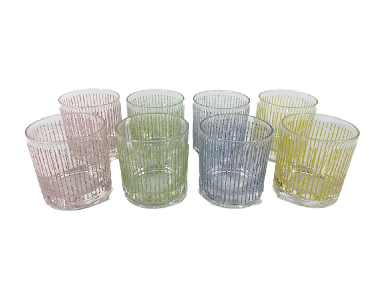 Mid-Century Rocks Glasses by Federal Glassware in the Rainbow Ice Pattern In Good Condition In Nantucket, MA