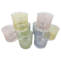 Mid-Century Rocks Glasses by Federal Glassware in the Rainbow Ice Pattern