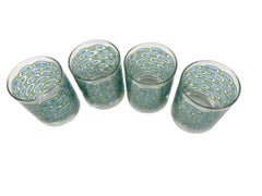 Mid-Century Rocks Glasses by Libbey Glass in the "Peacock" Pattern