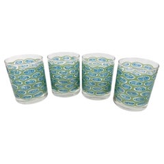 Mid-Century Rocks Glasses by Libbey Glass in the "Peacock" Pattern