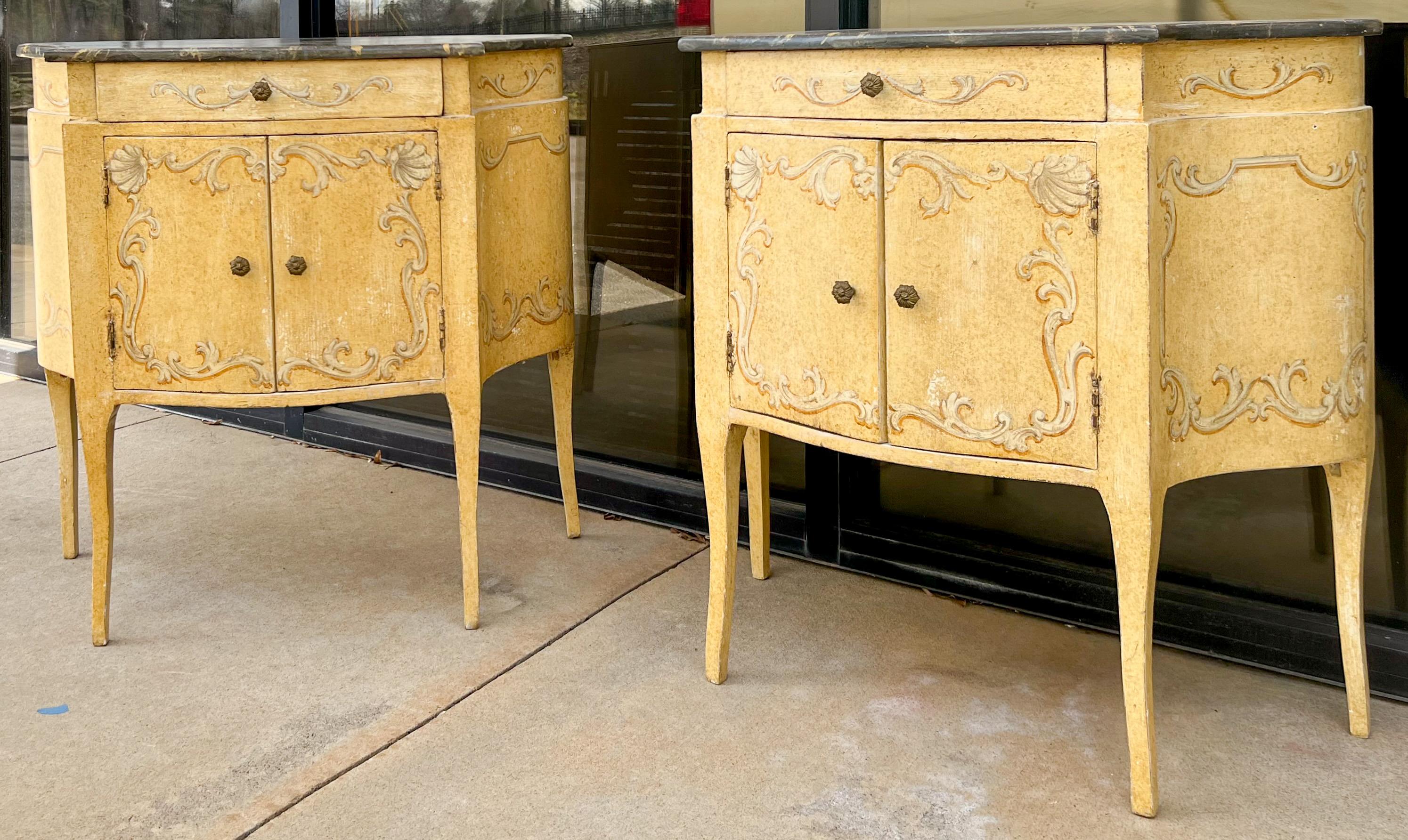 Midcentury Rococo Style Hand Painted Italian Venetian Cabinets -Pair For Sale 4