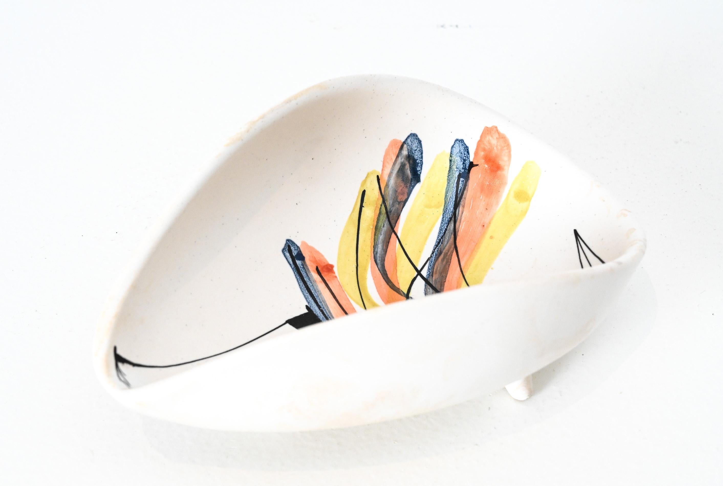mid century Roger Capron ceramic vide poche with bird motif For Sale 8