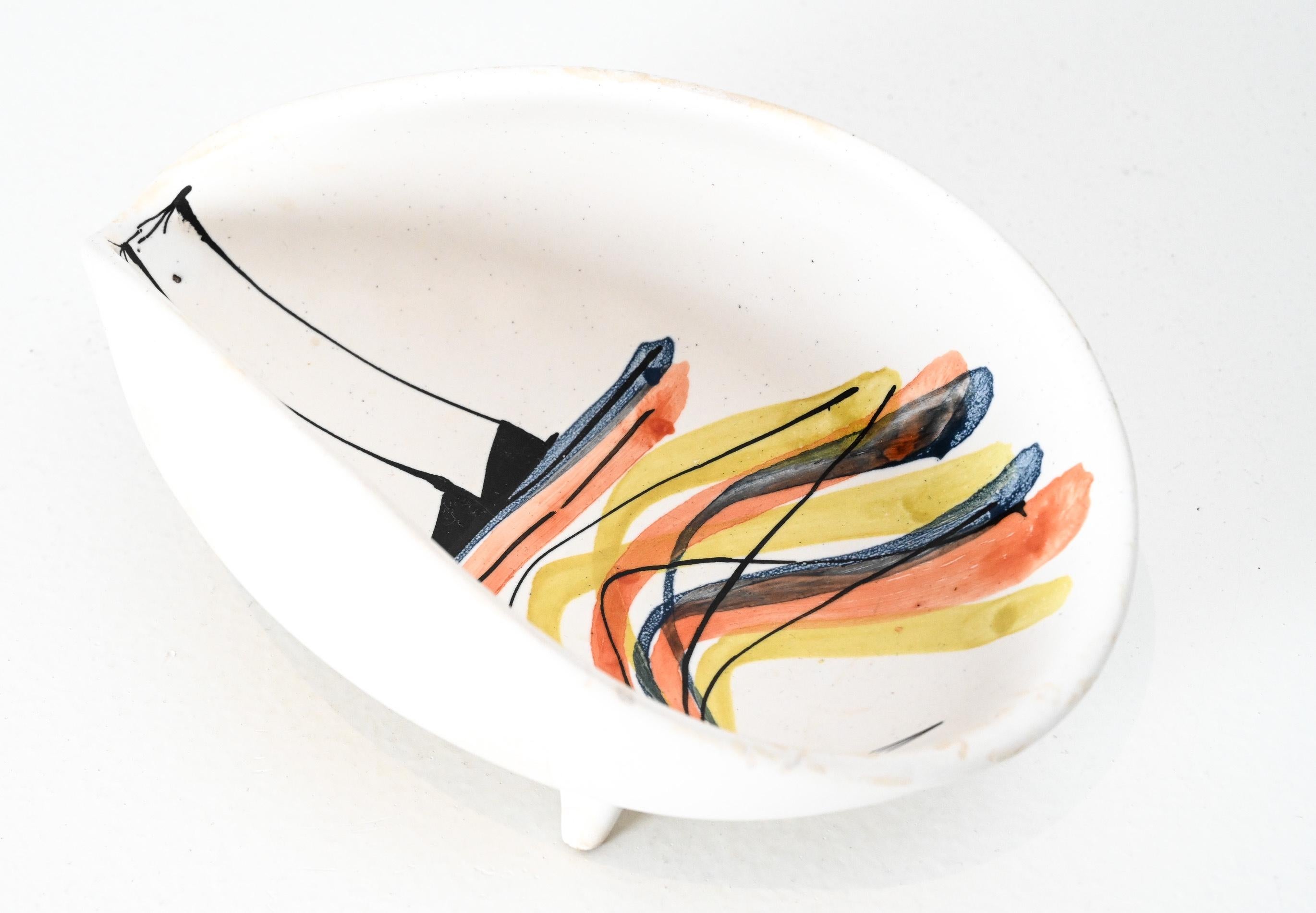 Mitte des Jahrhunderts Roger Capron Keramik Vide poche mit Vogelmotiv im Angebot 10
