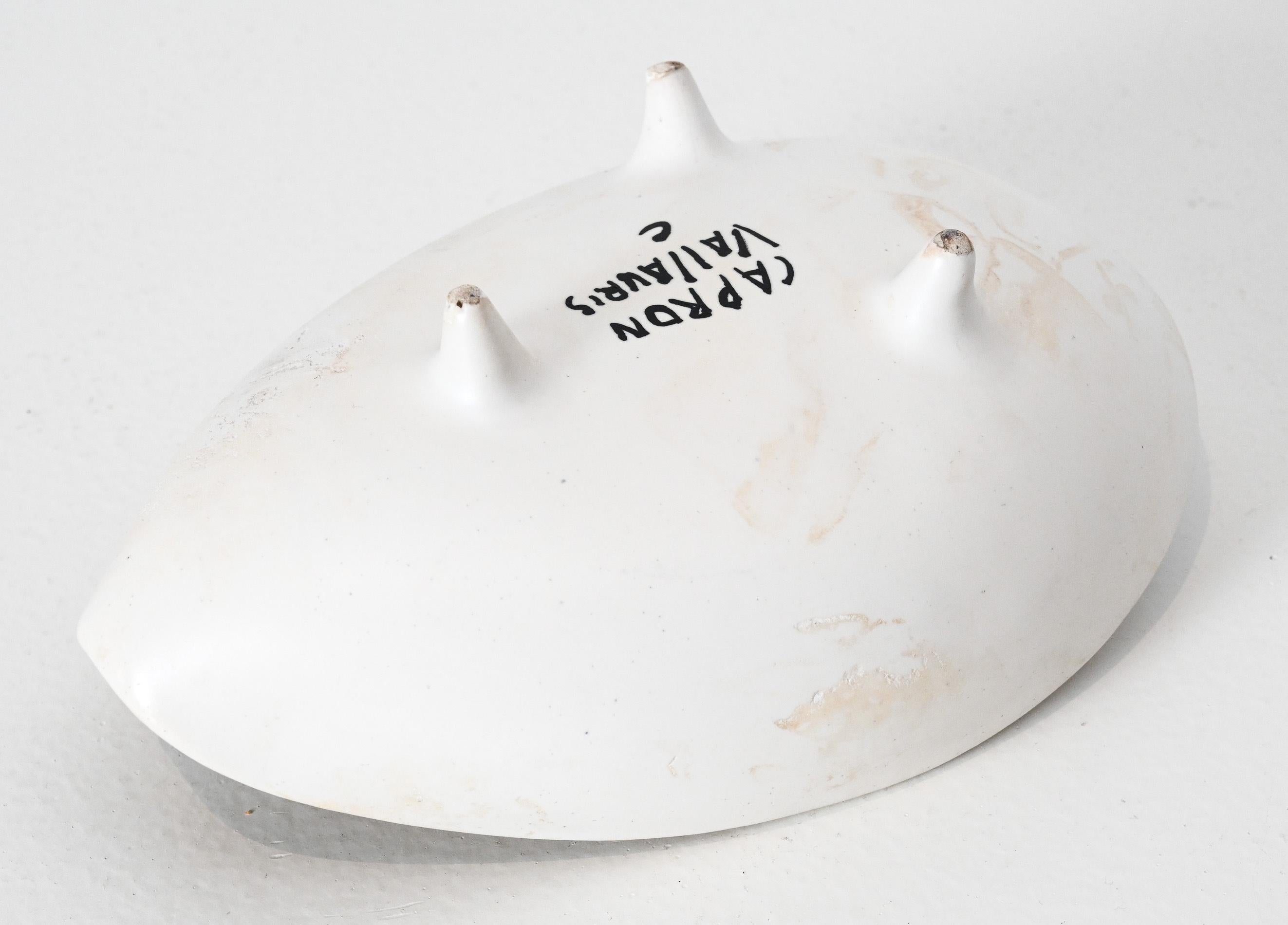20th Century mid century Roger Capron ceramic vide poche with bird motif For Sale