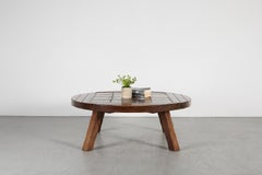 Mid-Century Roger Capron Style Brutalist Oak Coffee Table, Ceramic Tile Inset