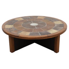 Midcentury Roger Capron Style Ceramic Tile and Wood Coffee Table by Tue Poulsen